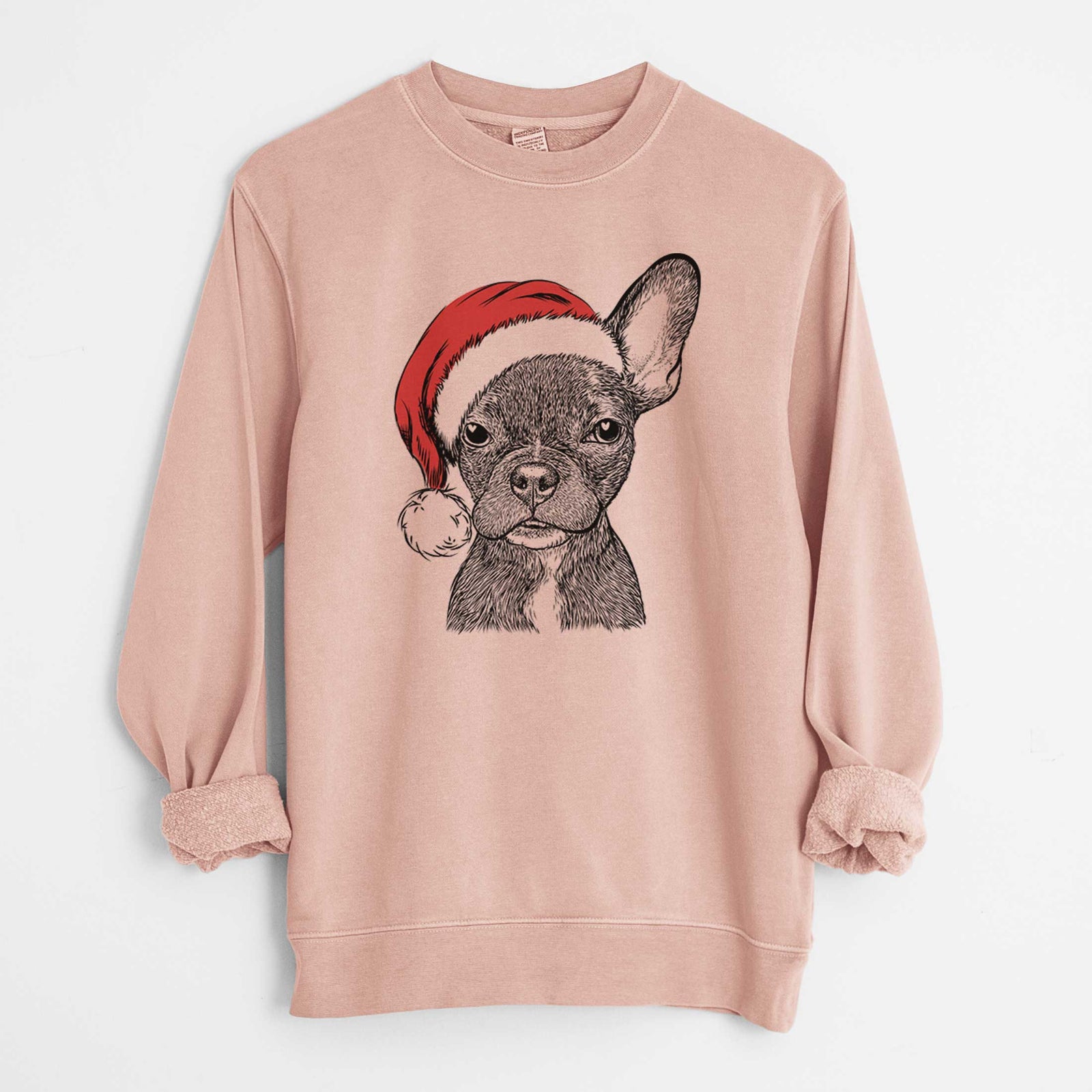 Santa Henry the French Bulldog - Unisex Pigment Dyed Crew Sweatshirt