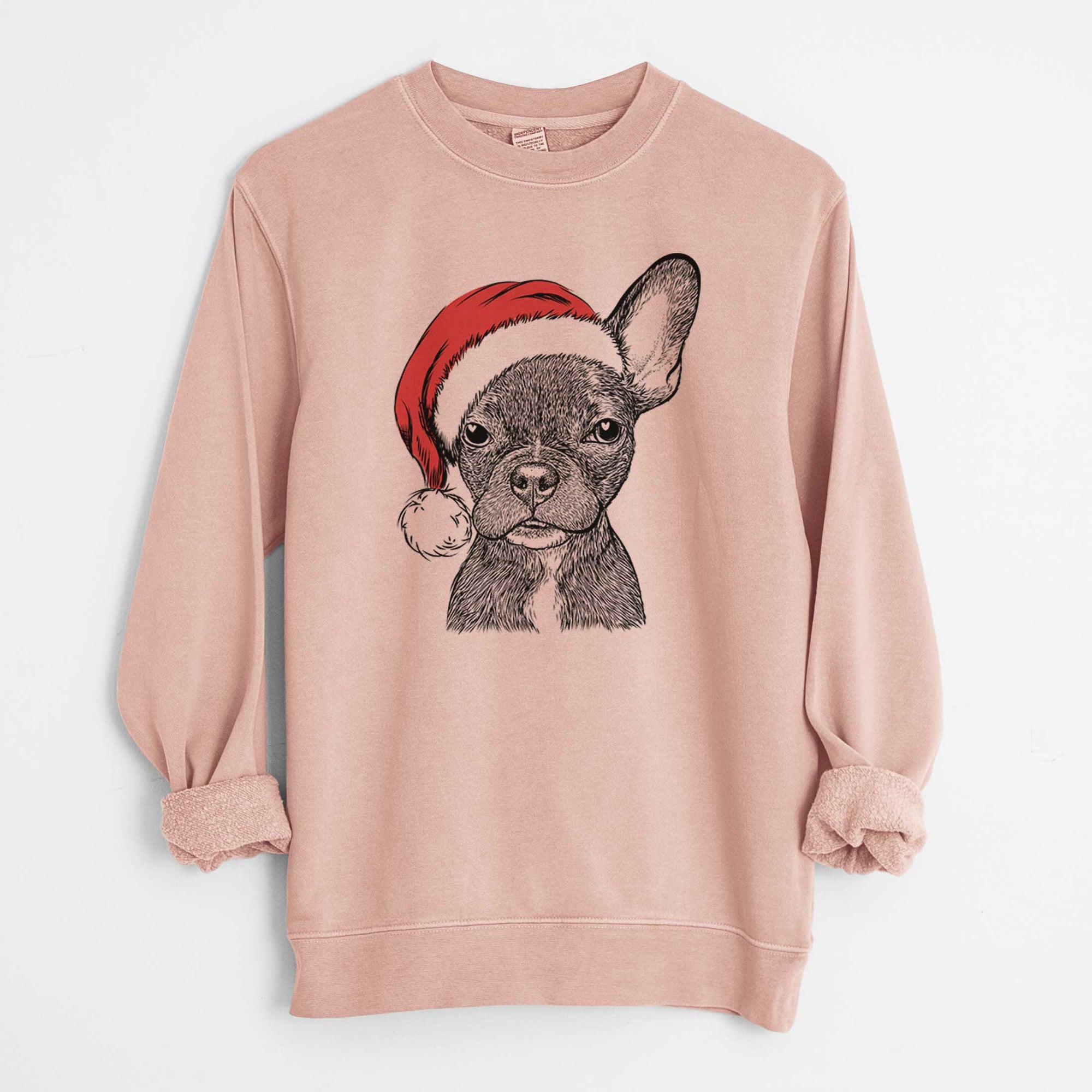 Santa Henry the French Bulldog - Unisex Pigment Dyed Crew Sweatshirt