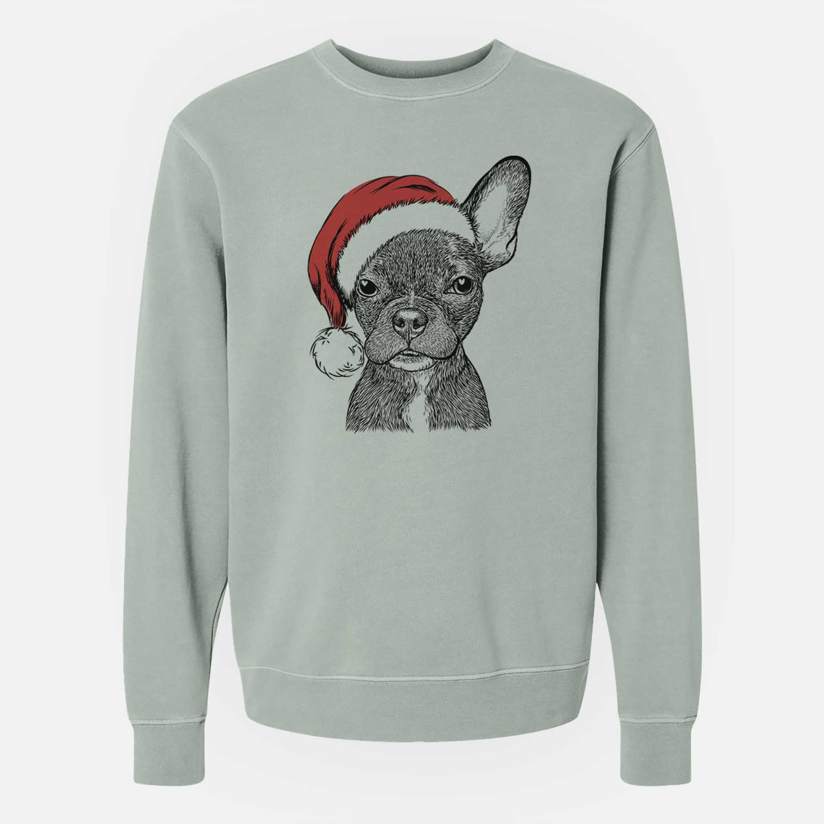 Santa Henry the French Bulldog - Unisex Pigment Dyed Crew Sweatshirt