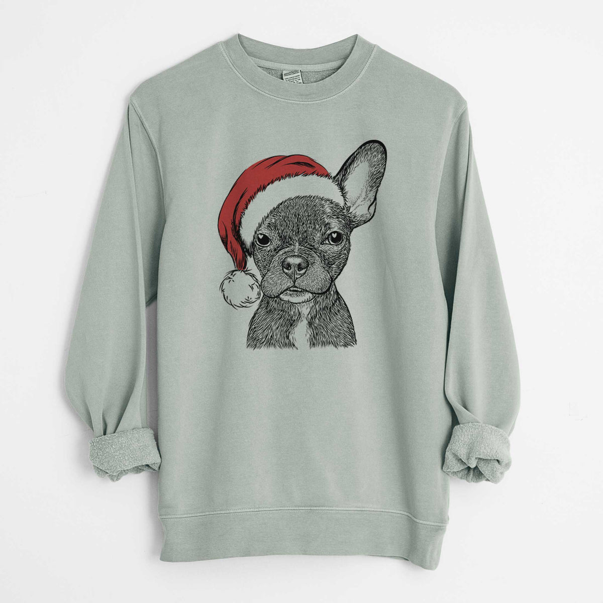 Santa Henry the French Bulldog - Unisex Pigment Dyed Crew Sweatshirt