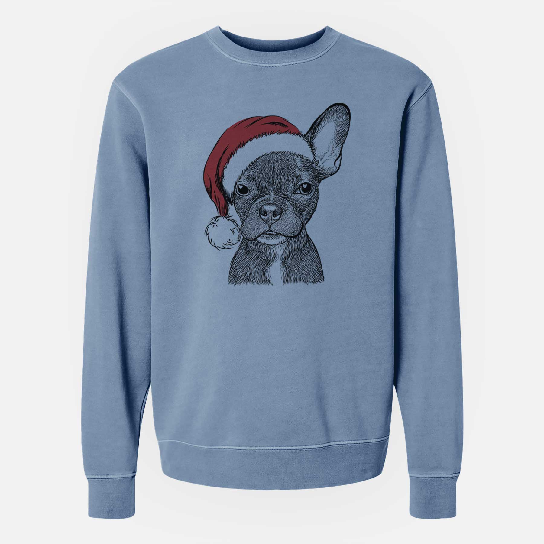 Santa Henry the French Bulldog - Unisex Pigment Dyed Crew Sweatshirt