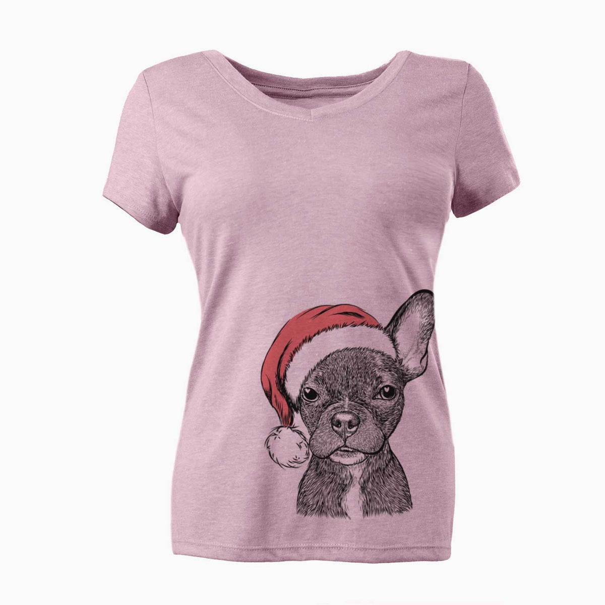 Santa Henry the French Bulldog - Women's V-neck Shirt