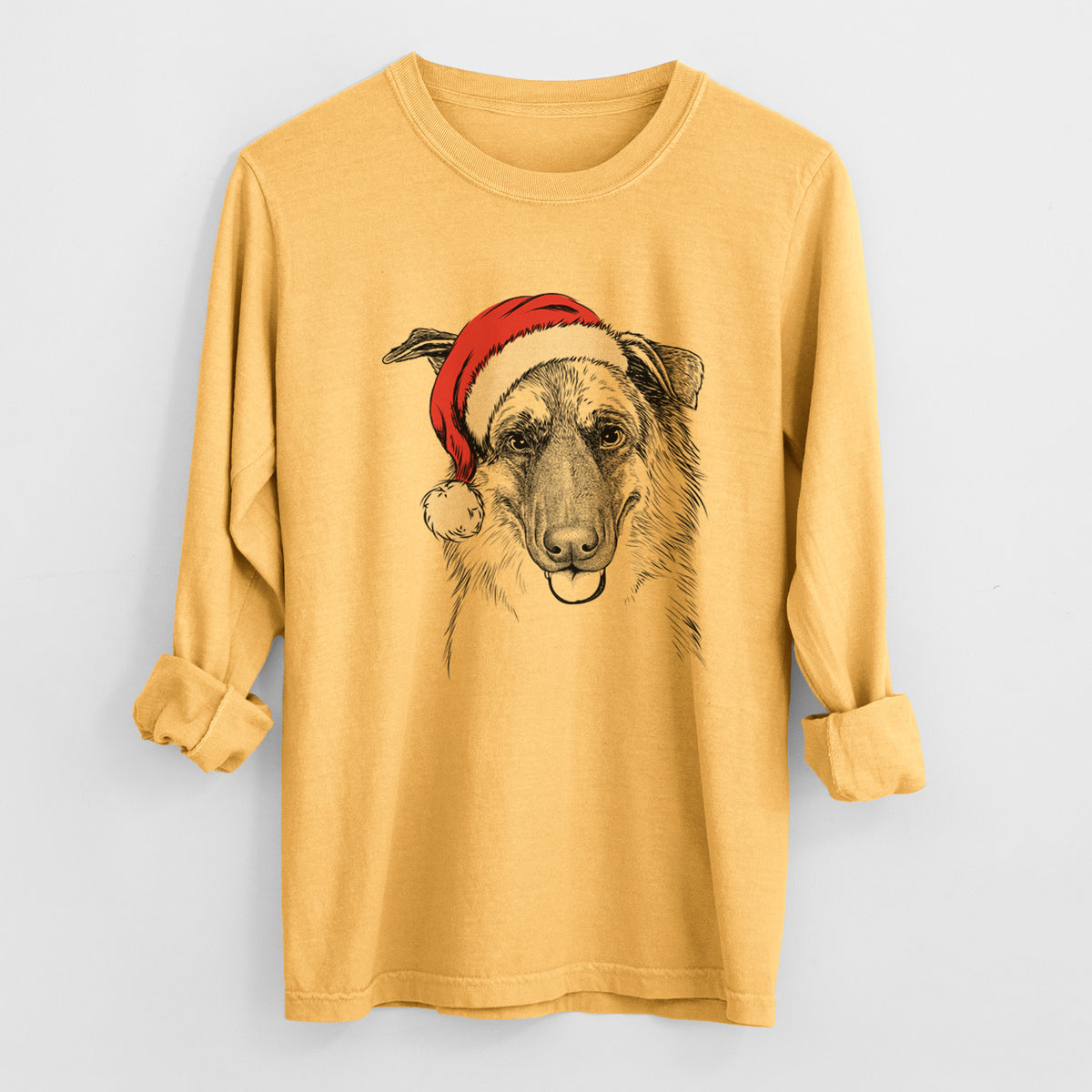 Santa Henry the German Shepherd - Heavyweight 100% Cotton Long Sleeve