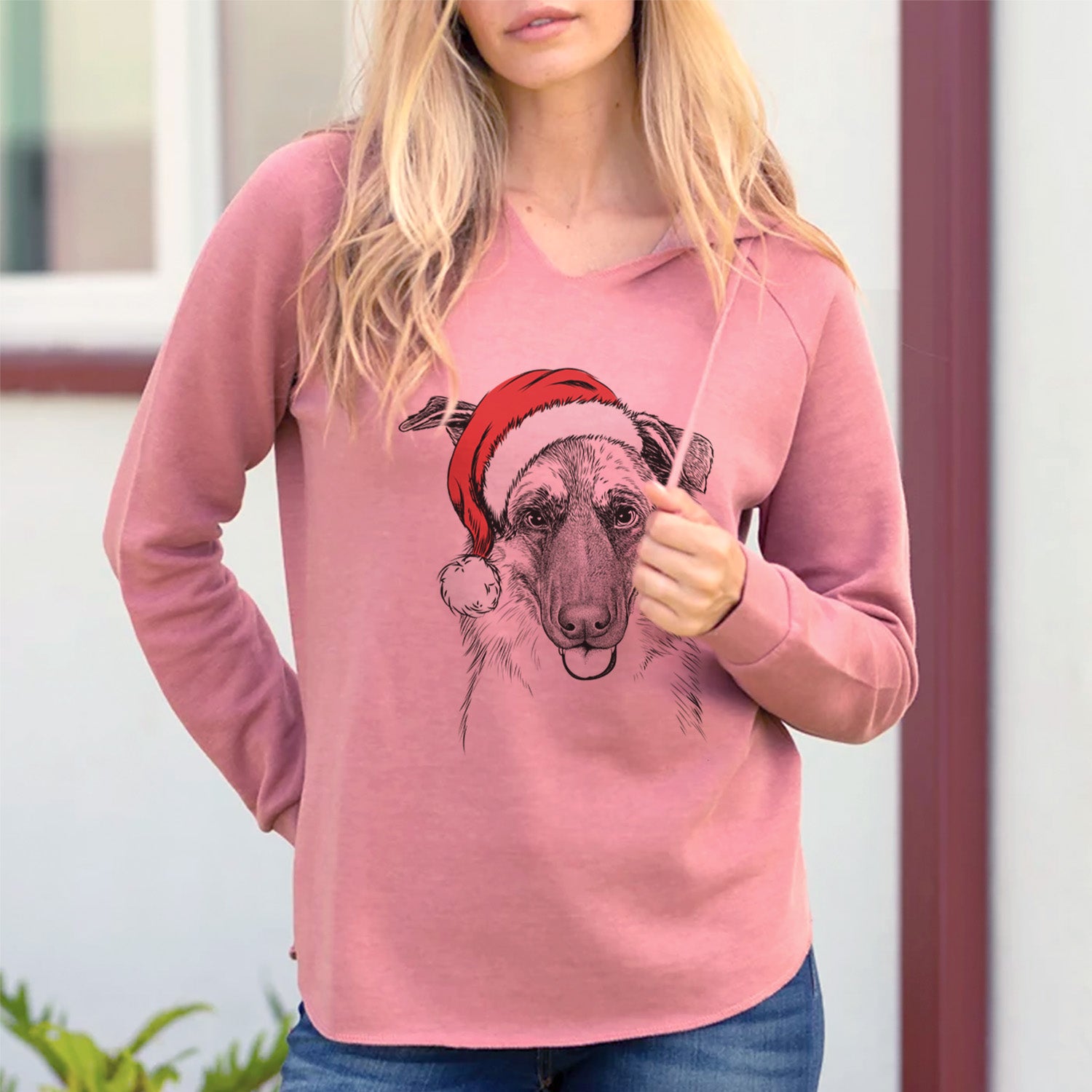 Santa Henry the German Shepherd - Cali Wave Hooded Sweatshirt