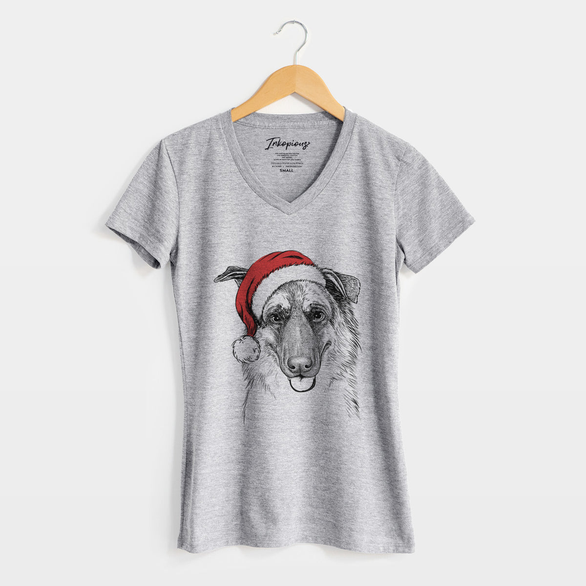 Santa Henry the German Shepherd - Women's Perfect V-neck Shirt