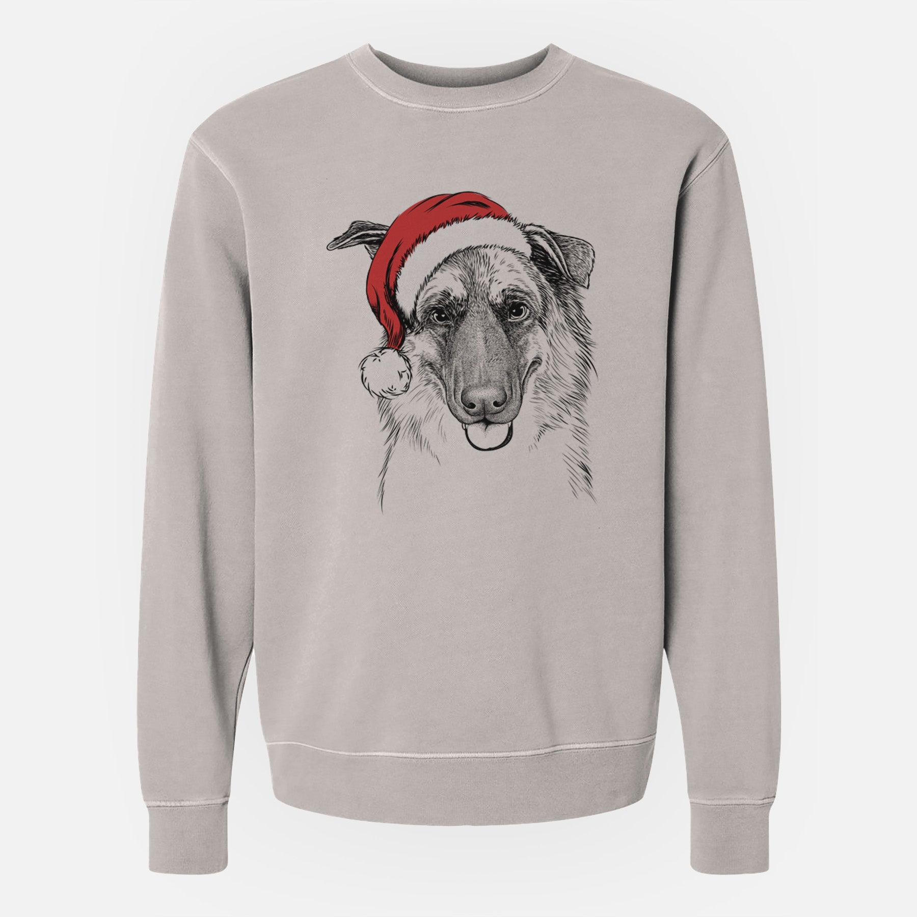 Santa Henry the German Shepherd - Unisex Pigment Dyed Crew Sweatshirt