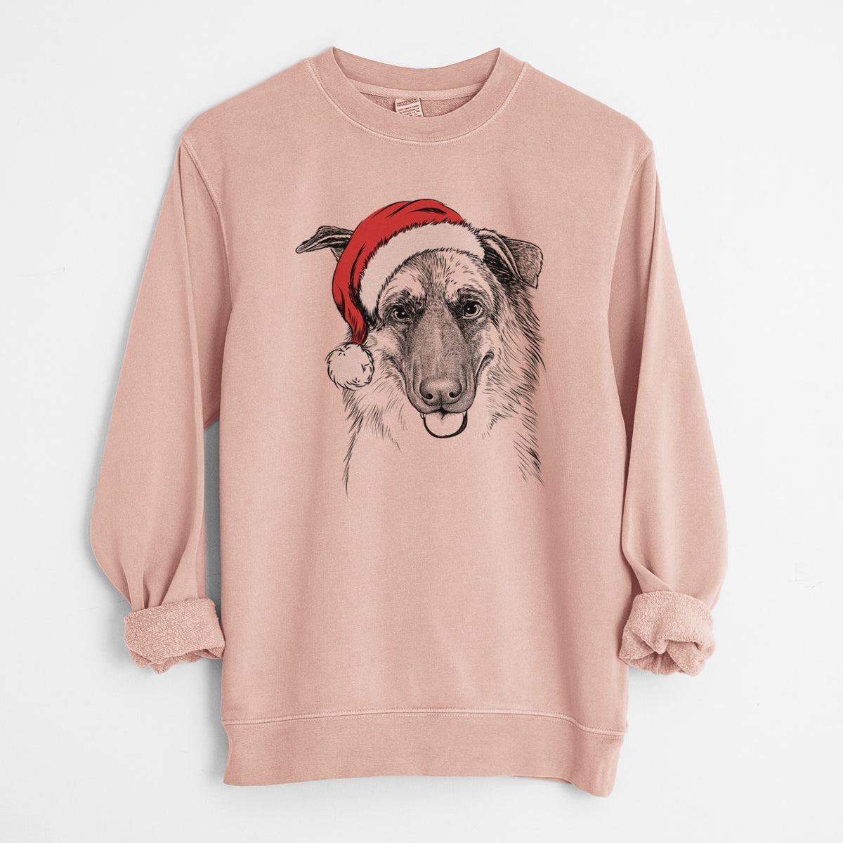 Santa Henry the German Shepherd - Unisex Pigment Dyed Crew Sweatshirt