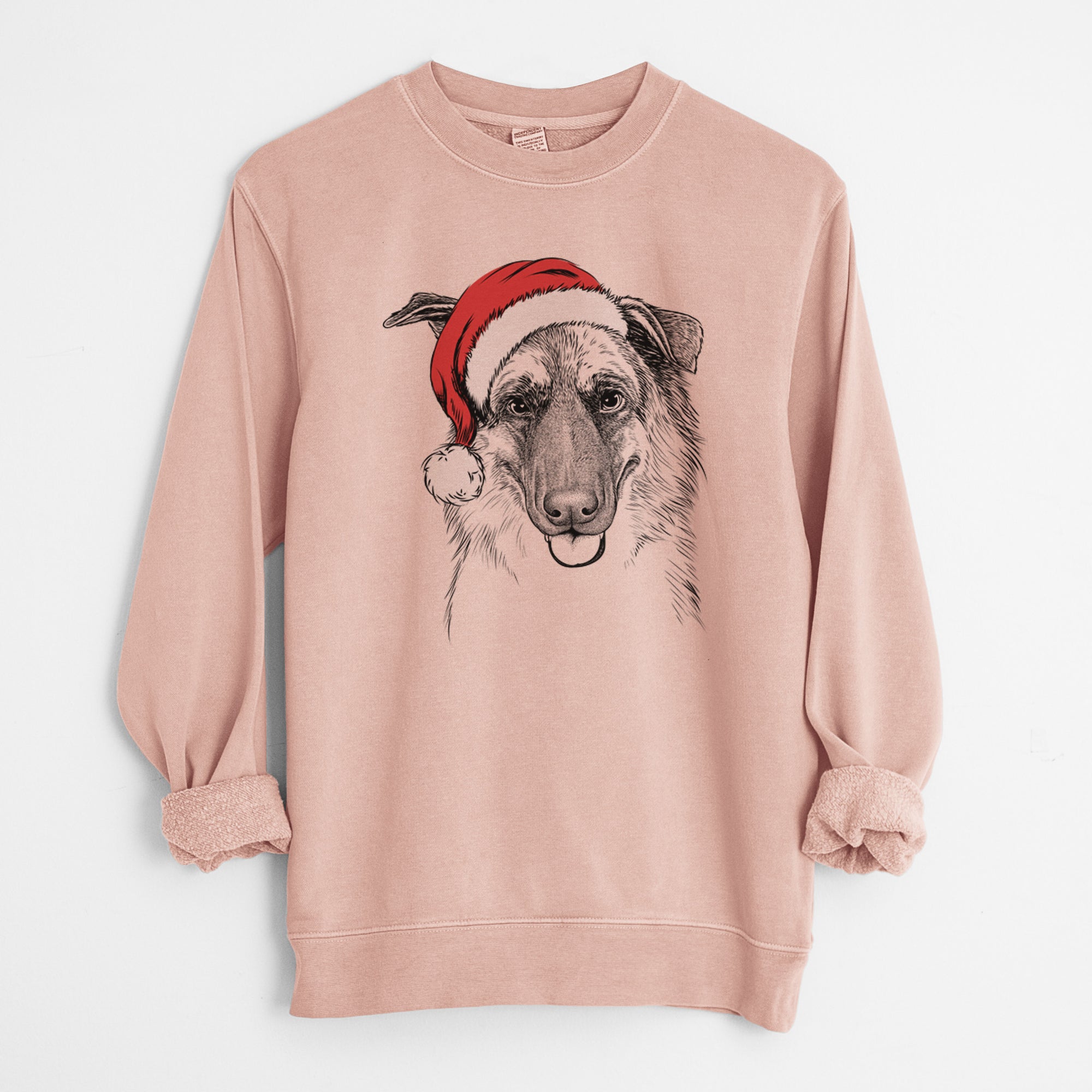 Santa Henry the German Shepherd - Unisex Pigment Dyed Crew Sweatshirt