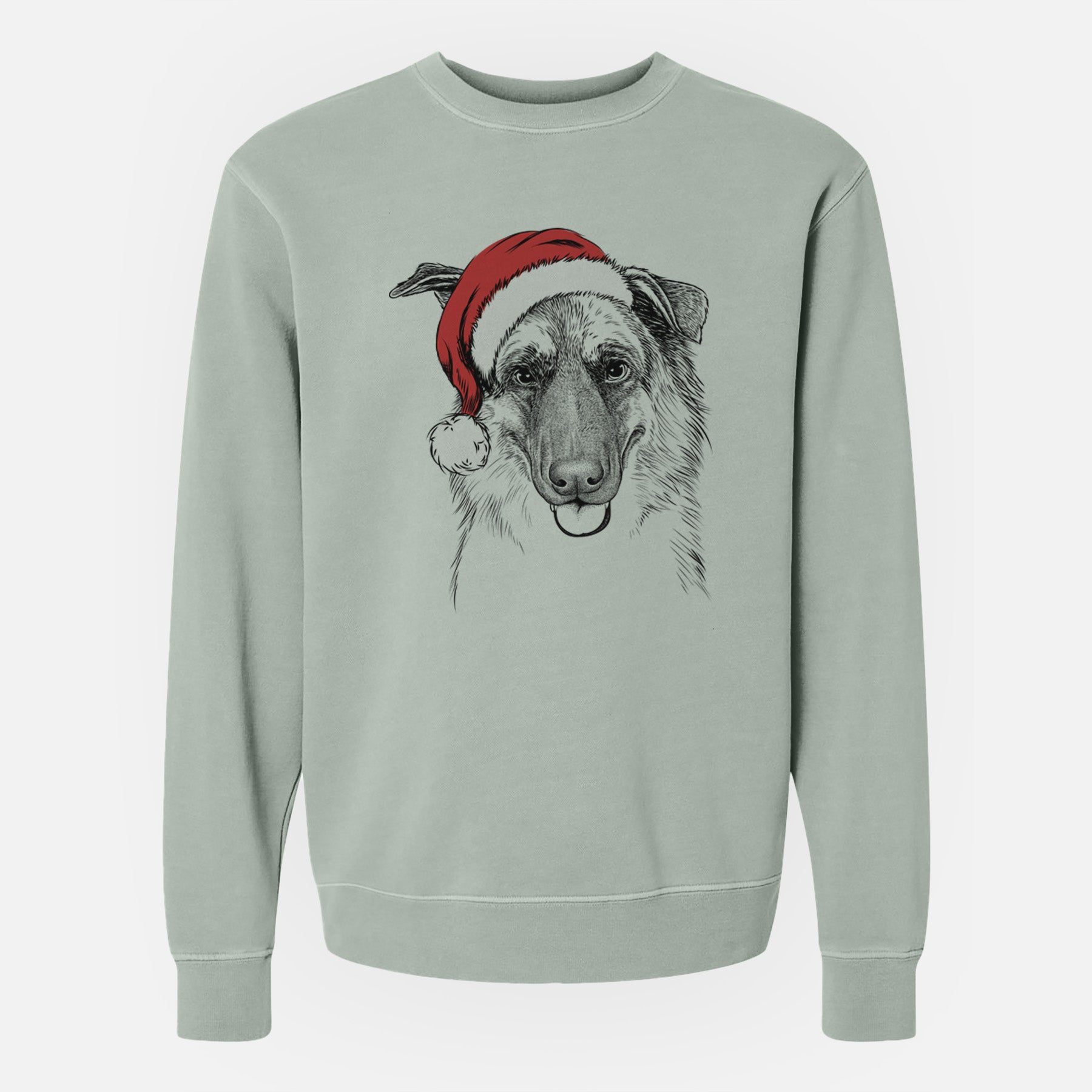 Santa Henry the German Shepherd - Unisex Pigment Dyed Crew Sweatshirt