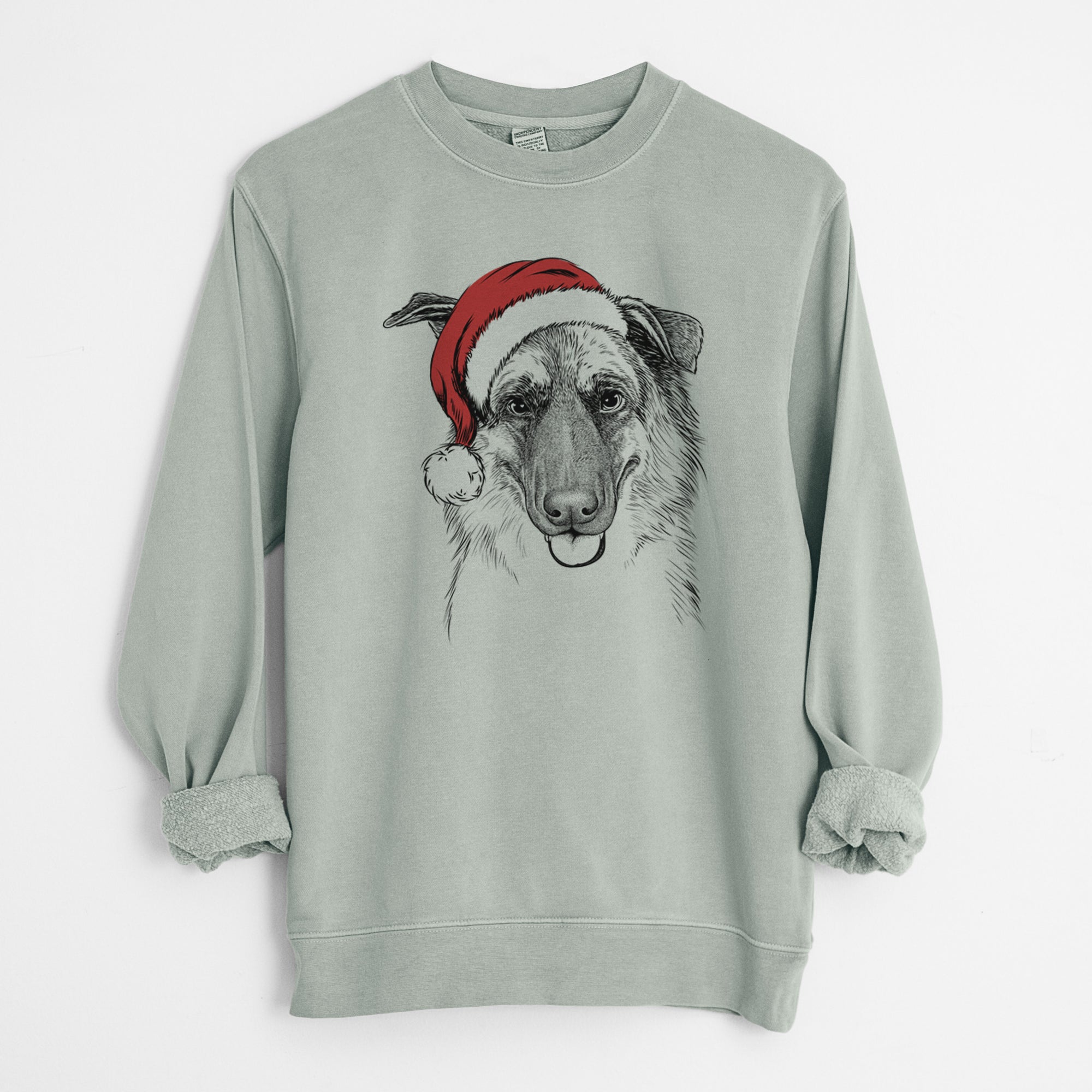 Santa Henry the German Shepherd - Unisex Pigment Dyed Crew Sweatshirt