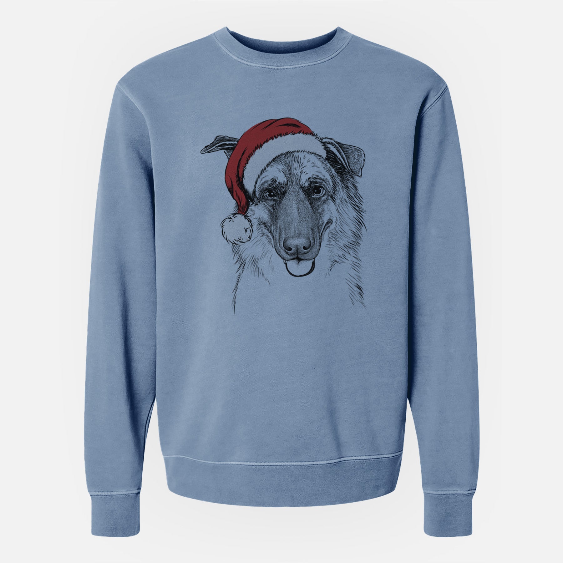 Santa Henry the German Shepherd - Unisex Pigment Dyed Crew Sweatshirt