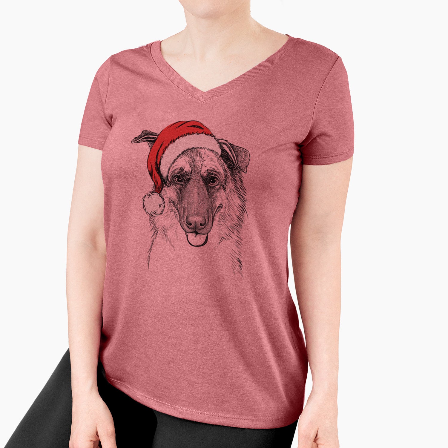 Santa Henry the German Shepherd - Women's Perfect V-neck Shirt