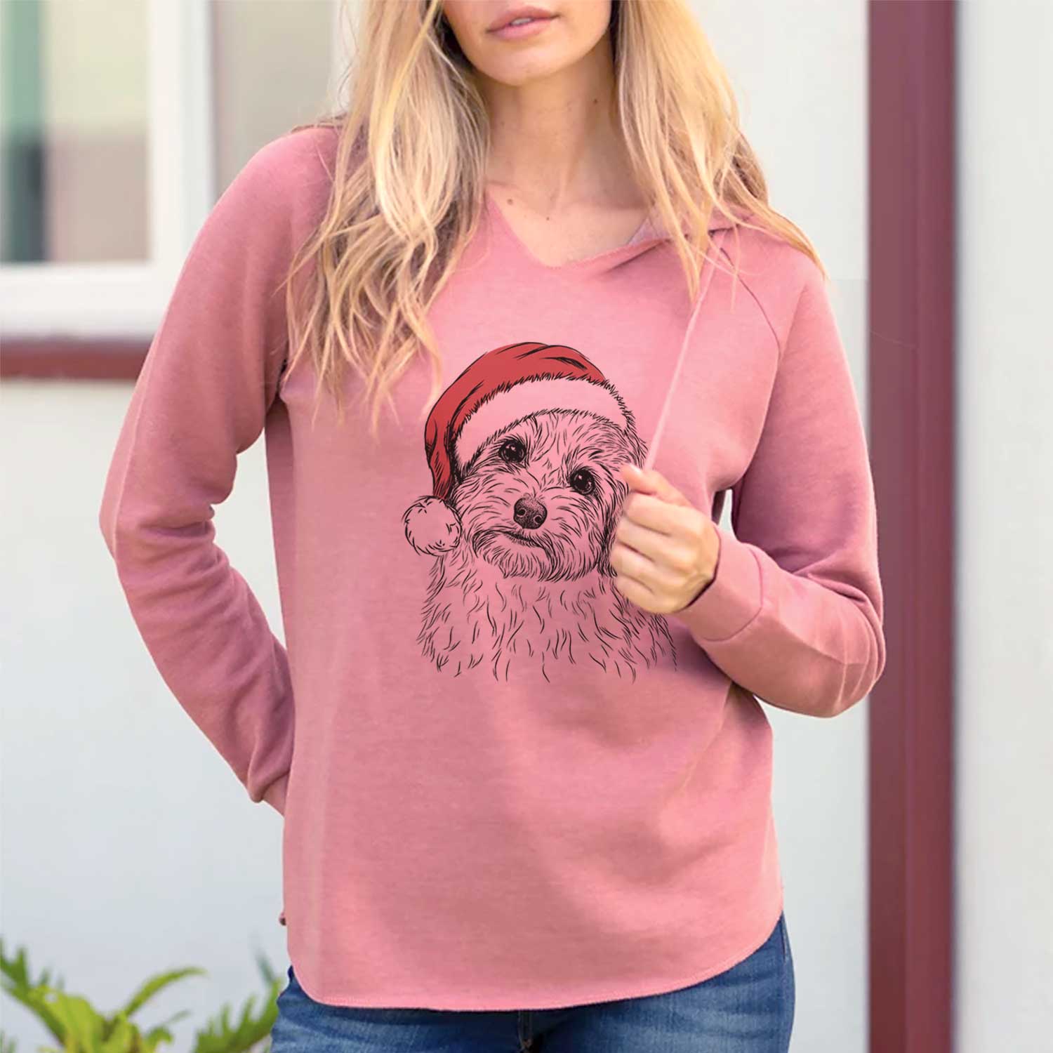 Santa Henry the Havanese - Cali Wave Hooded Sweatshirt