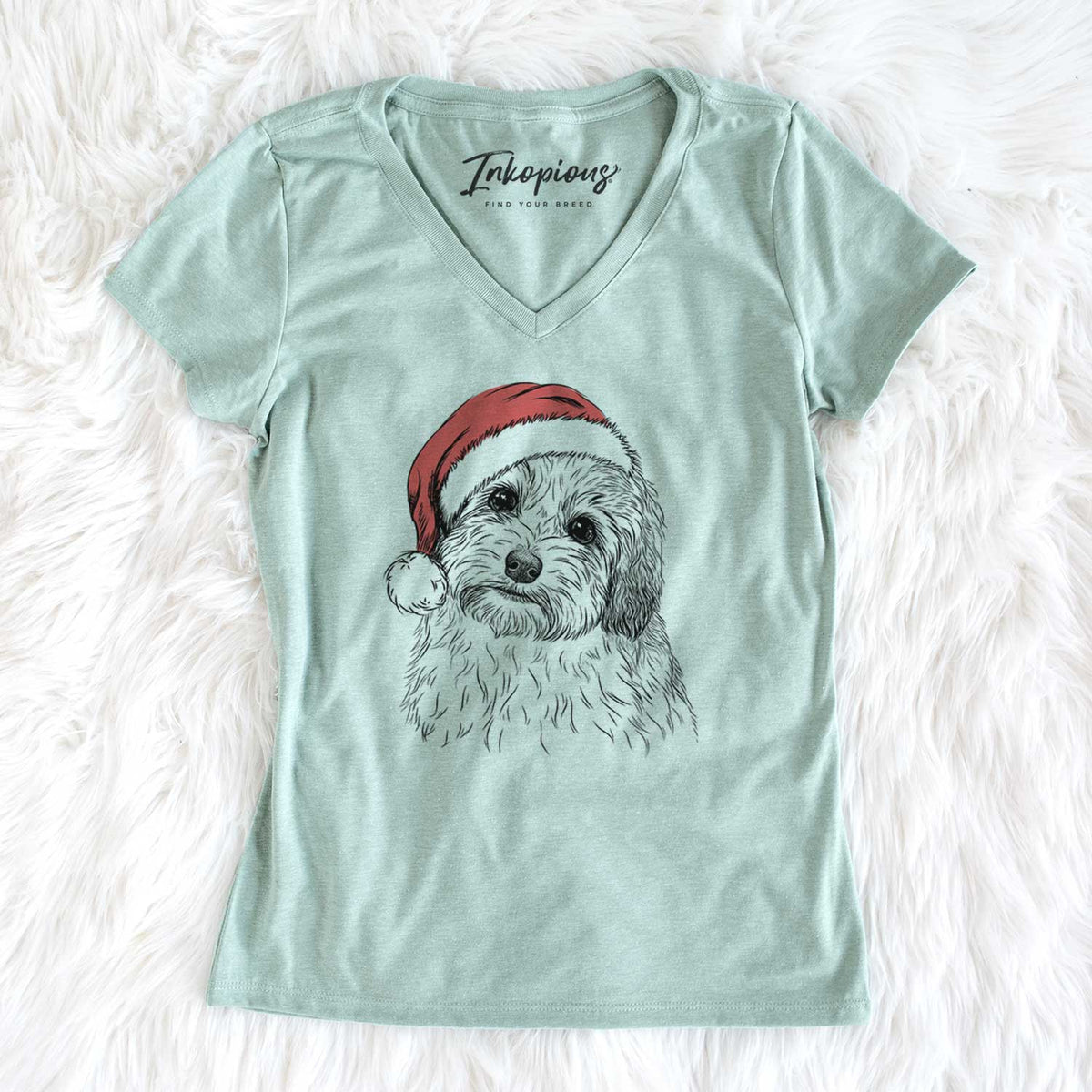 Santa Henry the Havanese - Women's V-neck Shirt