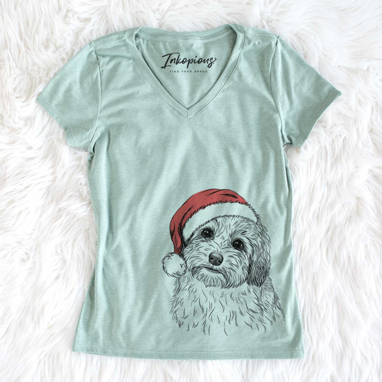 Santa Henry the Havanese - Women's V-neck Shirt