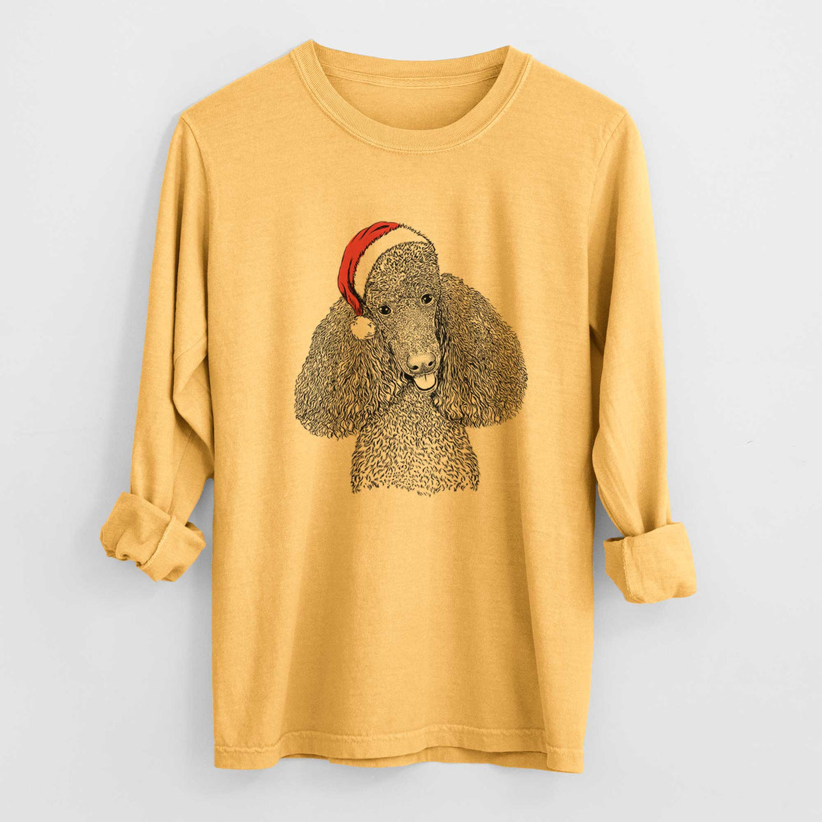 Santa Henry the Standard Poodle - Heavyweight 100% Cotton Long Sleeve
