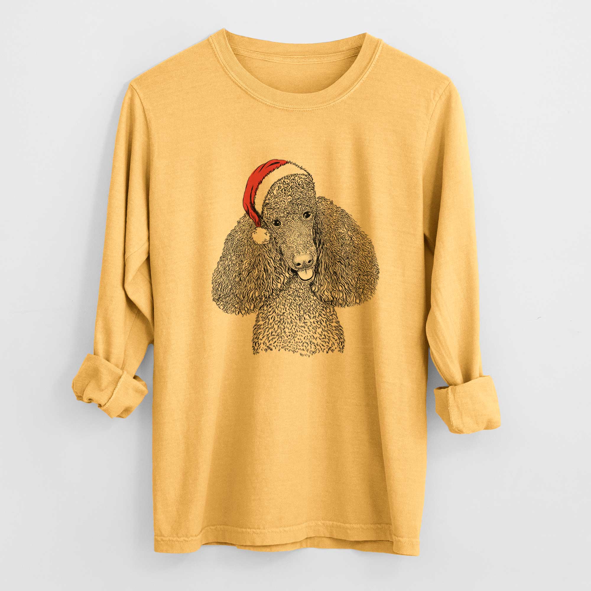 Santa Henry the Standard Poodle - Heavyweight 100% Cotton Long Sleeve