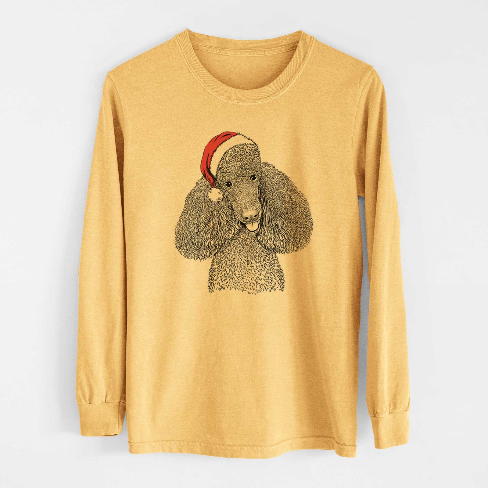 Santa Henry the Standard Poodle - Heavyweight 100% Cotton Long Sleeve