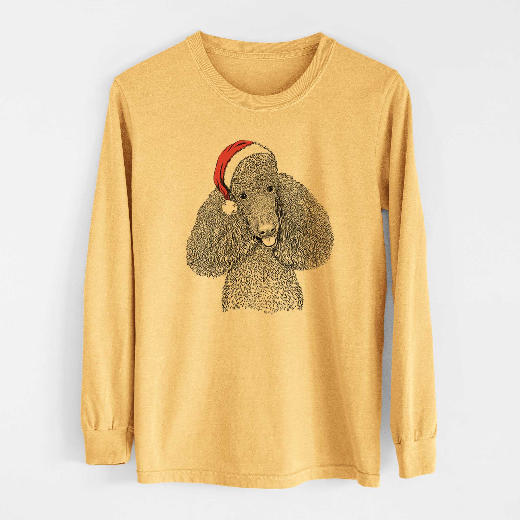 Santa Henry the Standard Poodle - Heavyweight 100% Cotton Long Sleeve