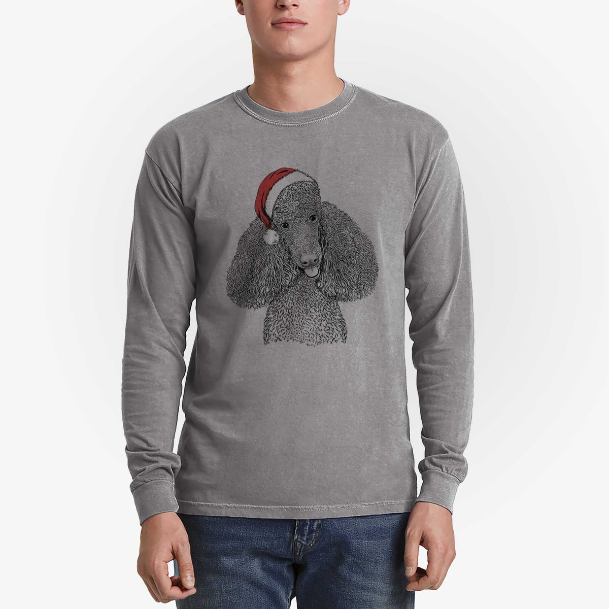 Santa Henry the Standard Poodle - Heavyweight 100% Cotton Long Sleeve