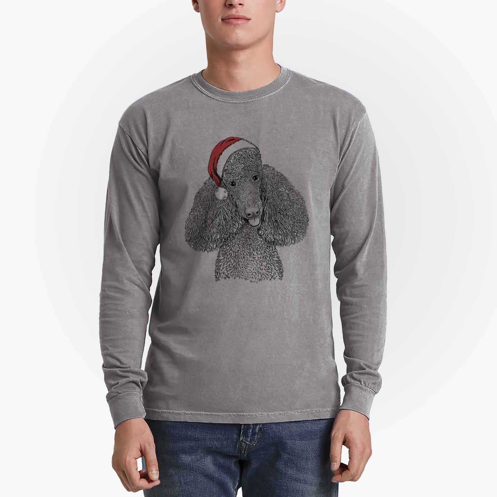 Santa Henry the Standard Poodle - Heavyweight 100% Cotton Long Sleeve