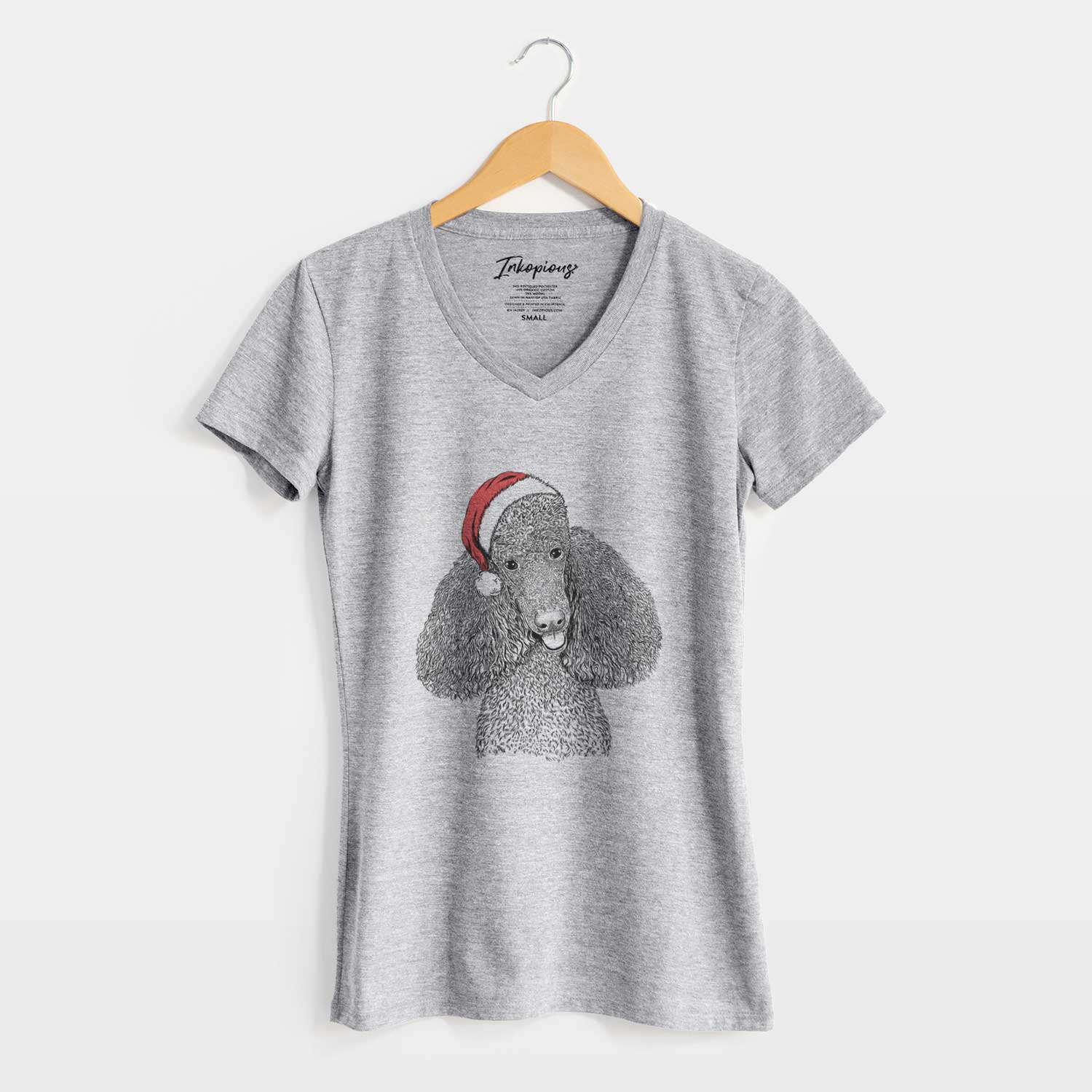 Santa Henry the Standard Poodle - Women's V-neck Shirt