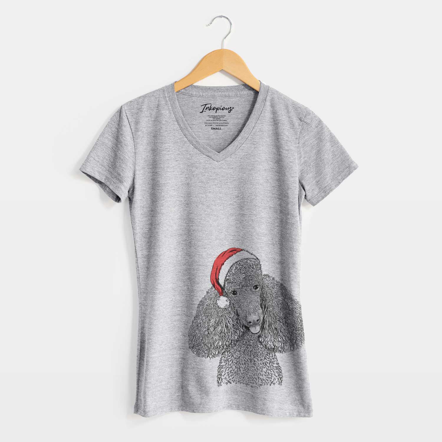 Santa Henry the Standard Poodle - Women's V-neck Shirt