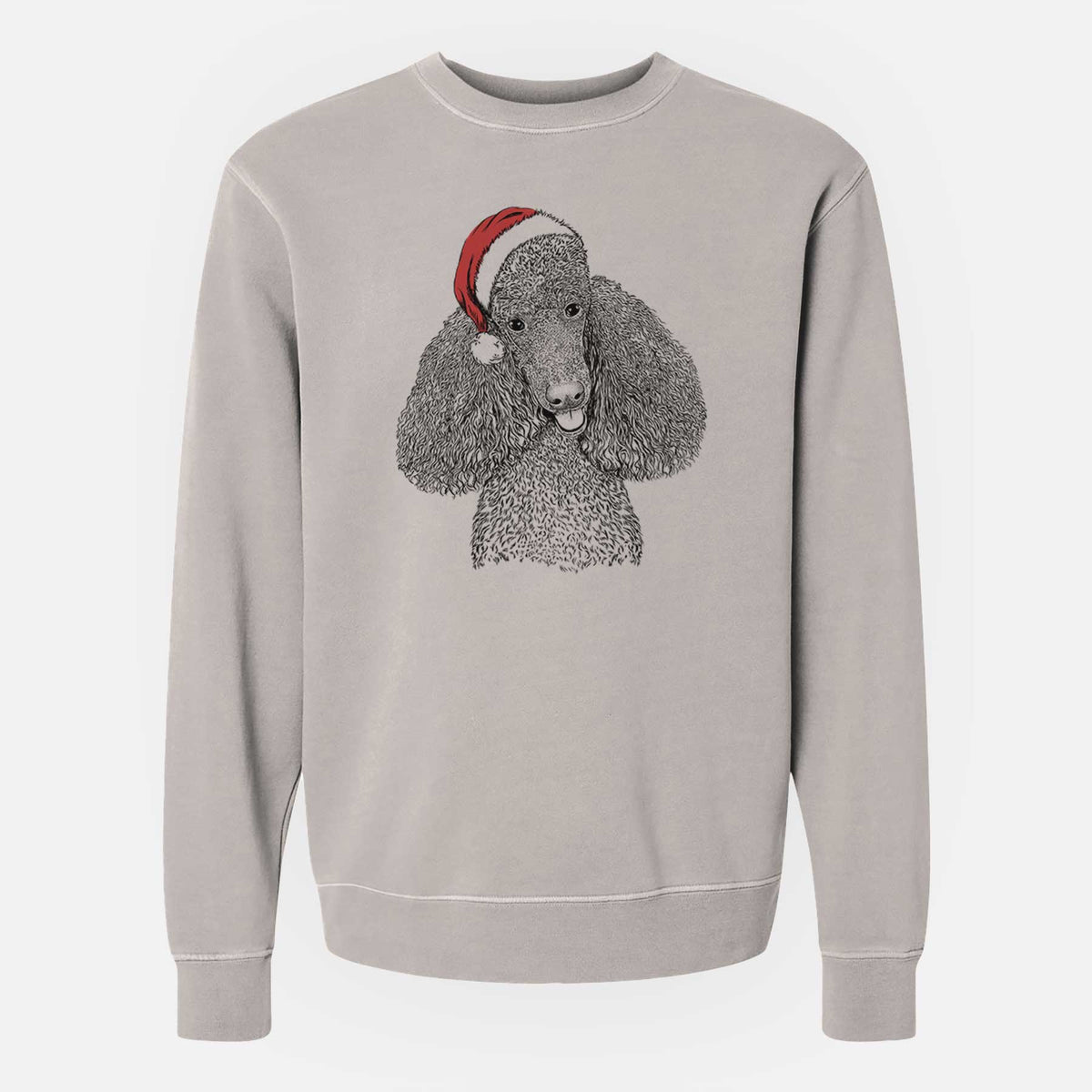 Santa Henry the Standard Poodle - Unisex Pigment Dyed Crew Sweatshirt