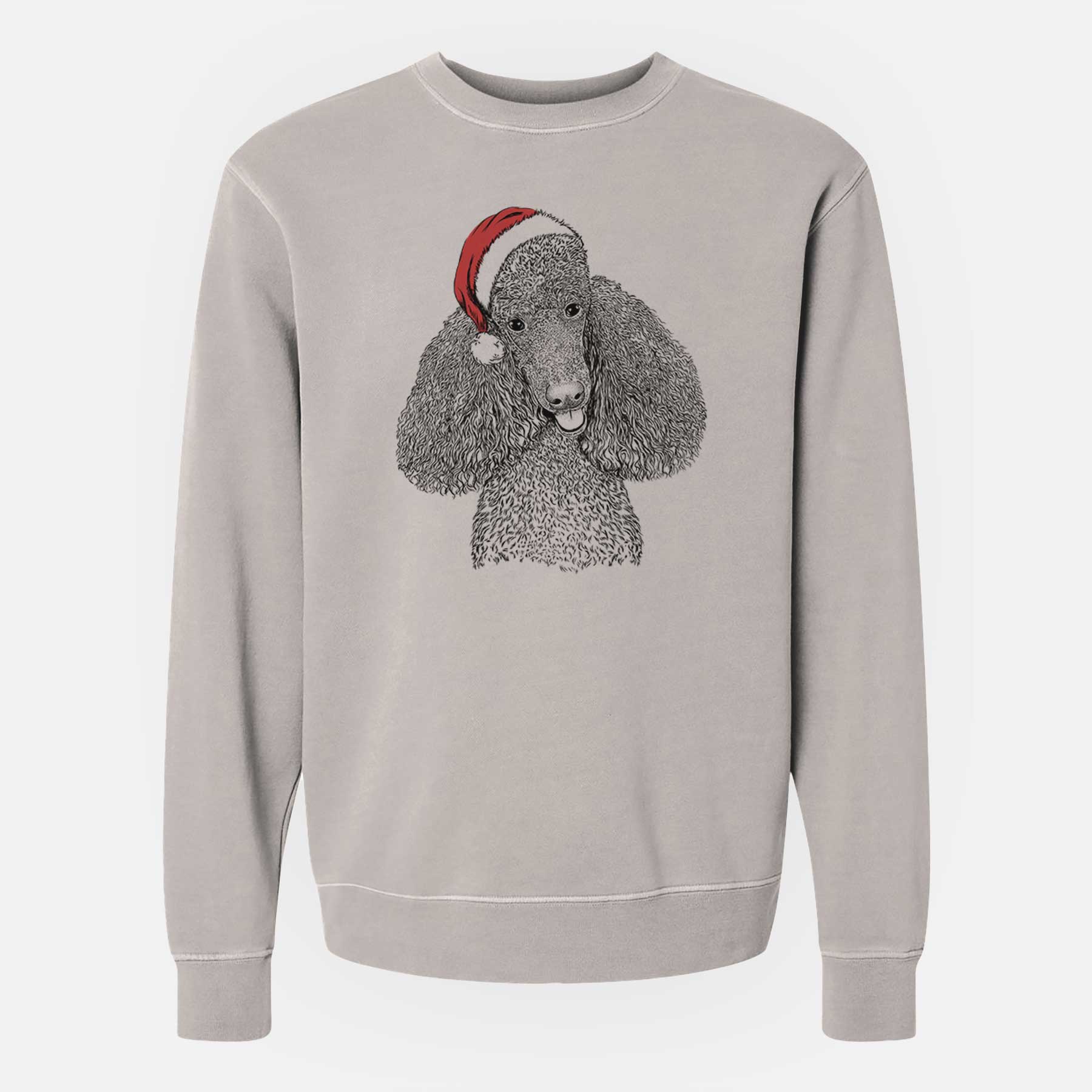 Santa Henry the Standard Poodle - Unisex Pigment Dyed Crew Sweatshirt