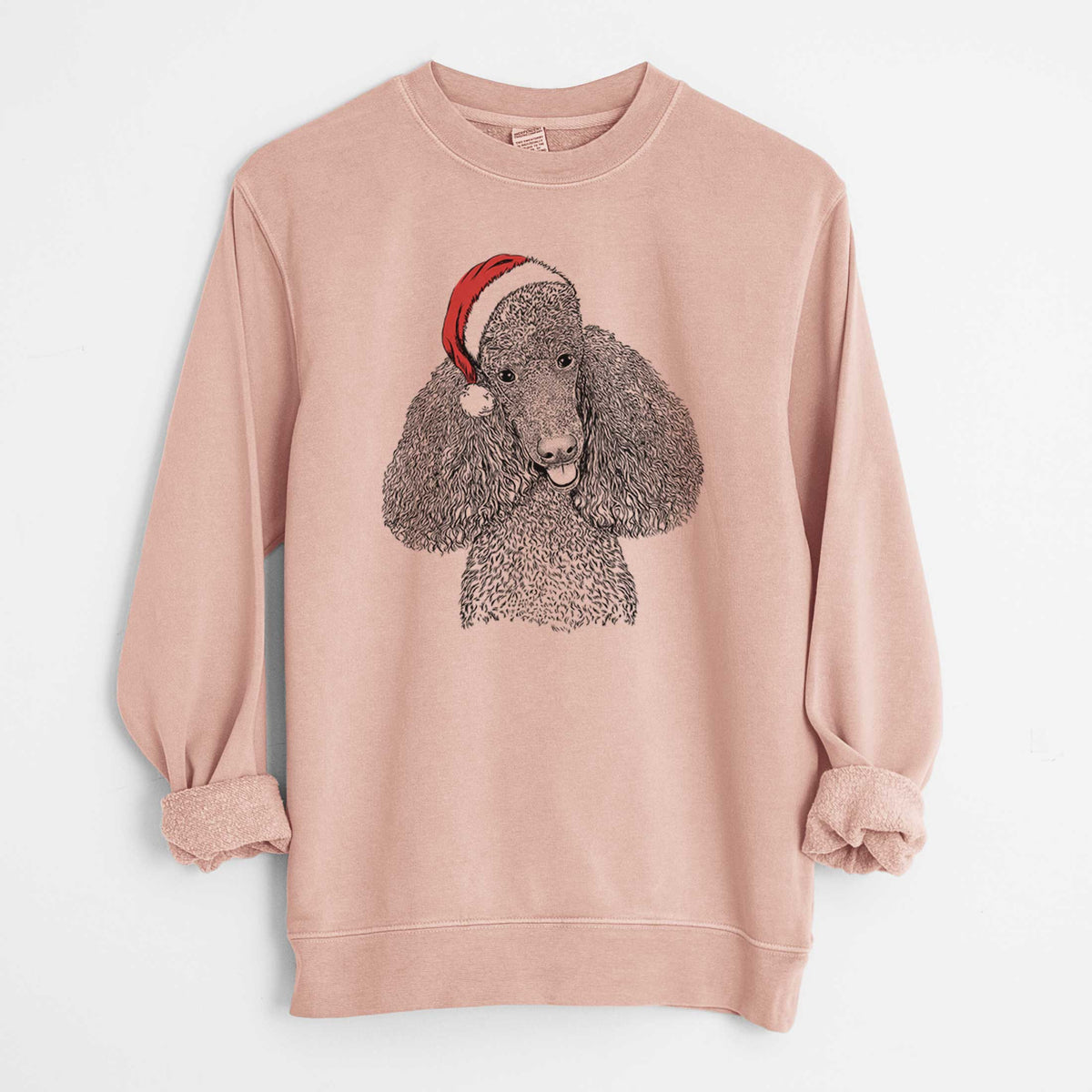 Santa Henry the Standard Poodle - Unisex Pigment Dyed Crew Sweatshirt