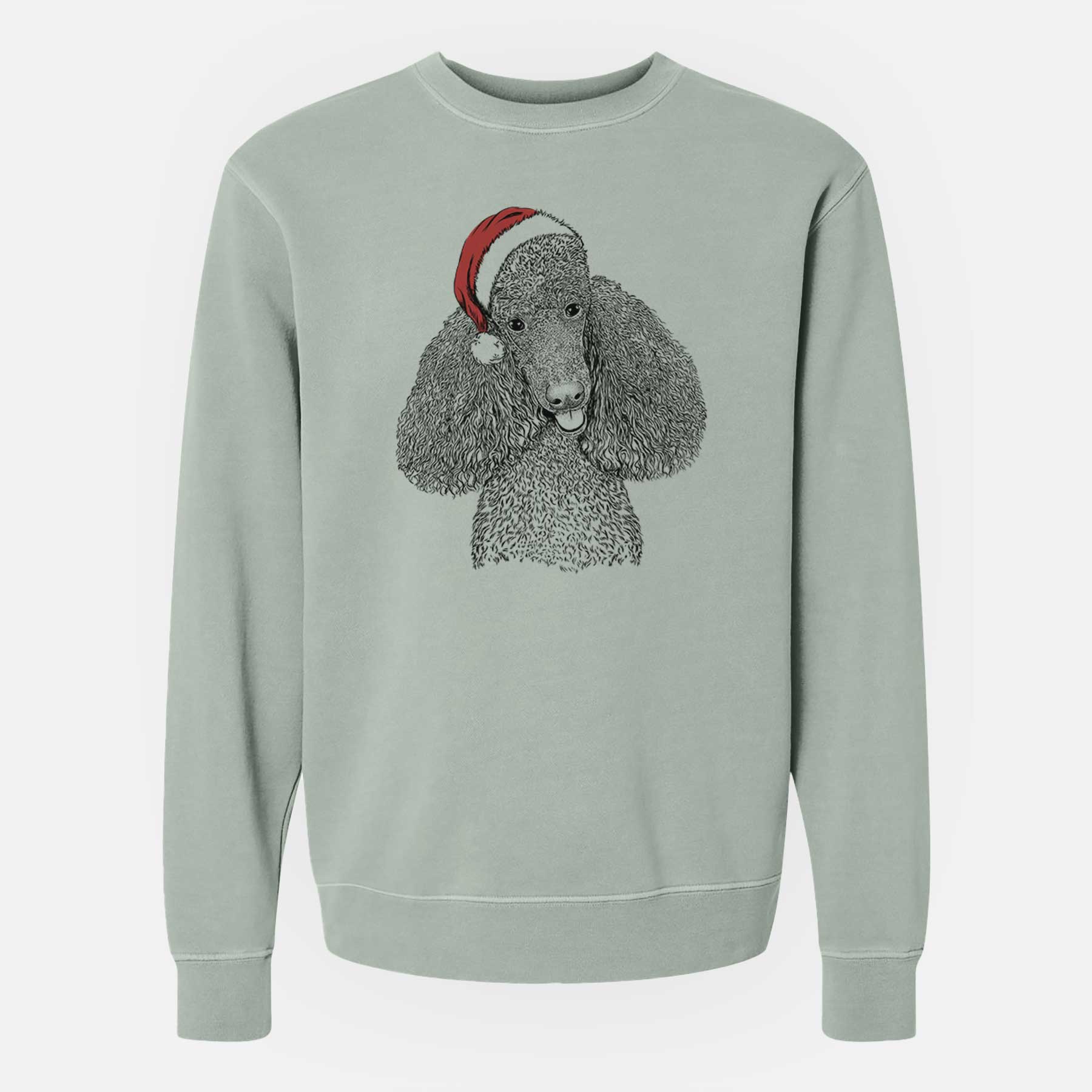 Santa Henry the Standard Poodle - Unisex Pigment Dyed Crew Sweatshirt
