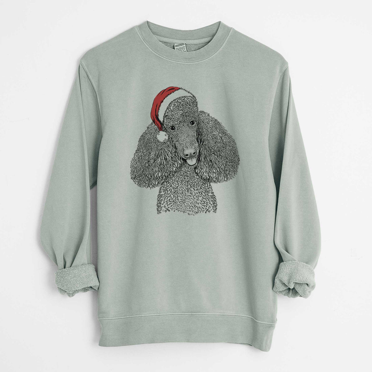 Santa Henry the Standard Poodle - Unisex Pigment Dyed Crew Sweatshirt