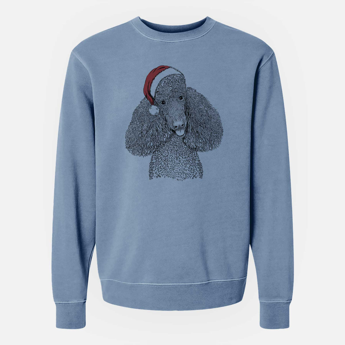Santa Henry the Standard Poodle - Unisex Pigment Dyed Crew Sweatshirt