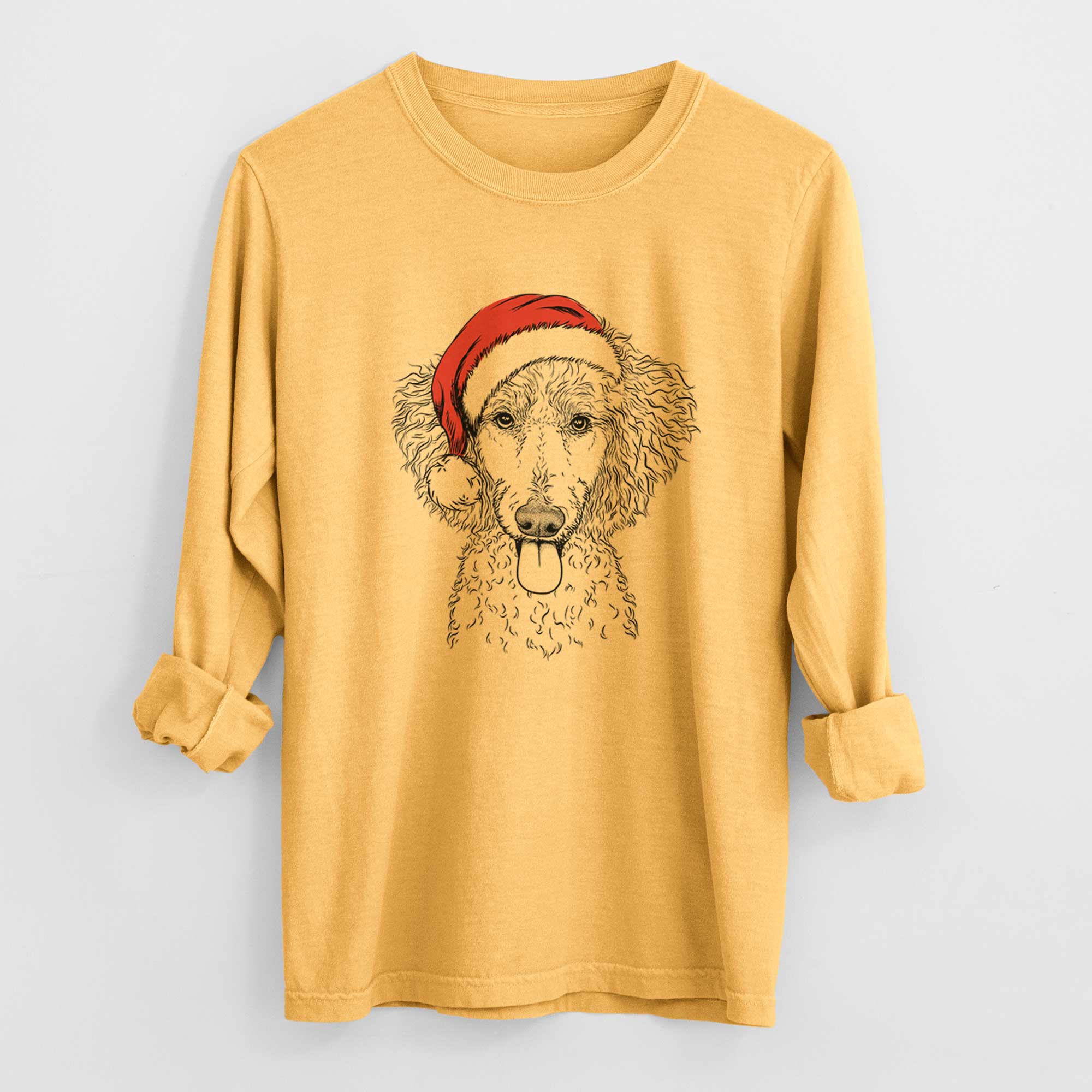Santa Henry the White Standard Poodle - Heavyweight 100% Cotton Long Sleeve