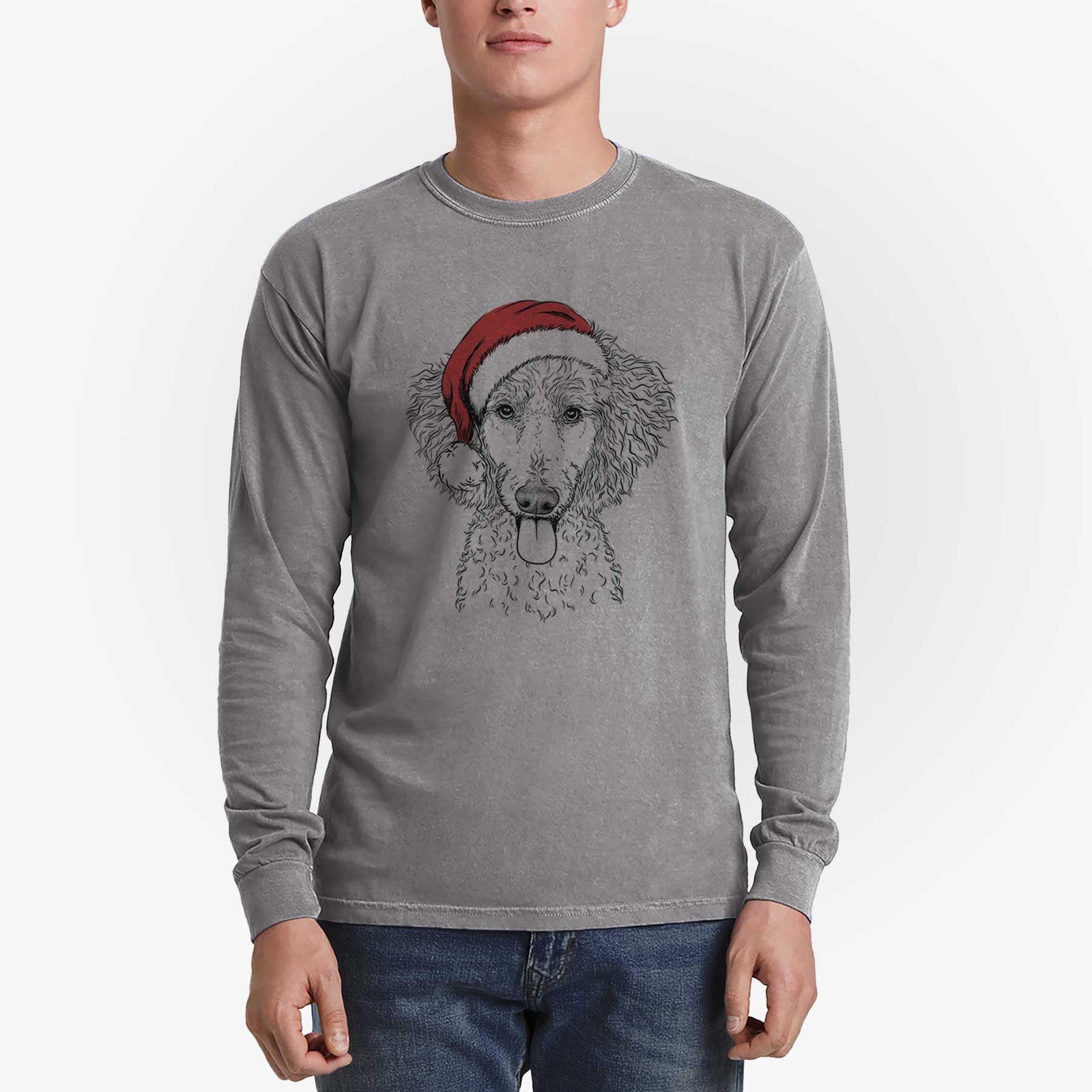 Santa Henry the White Standard Poodle - Heavyweight 100% Cotton Long Sleeve