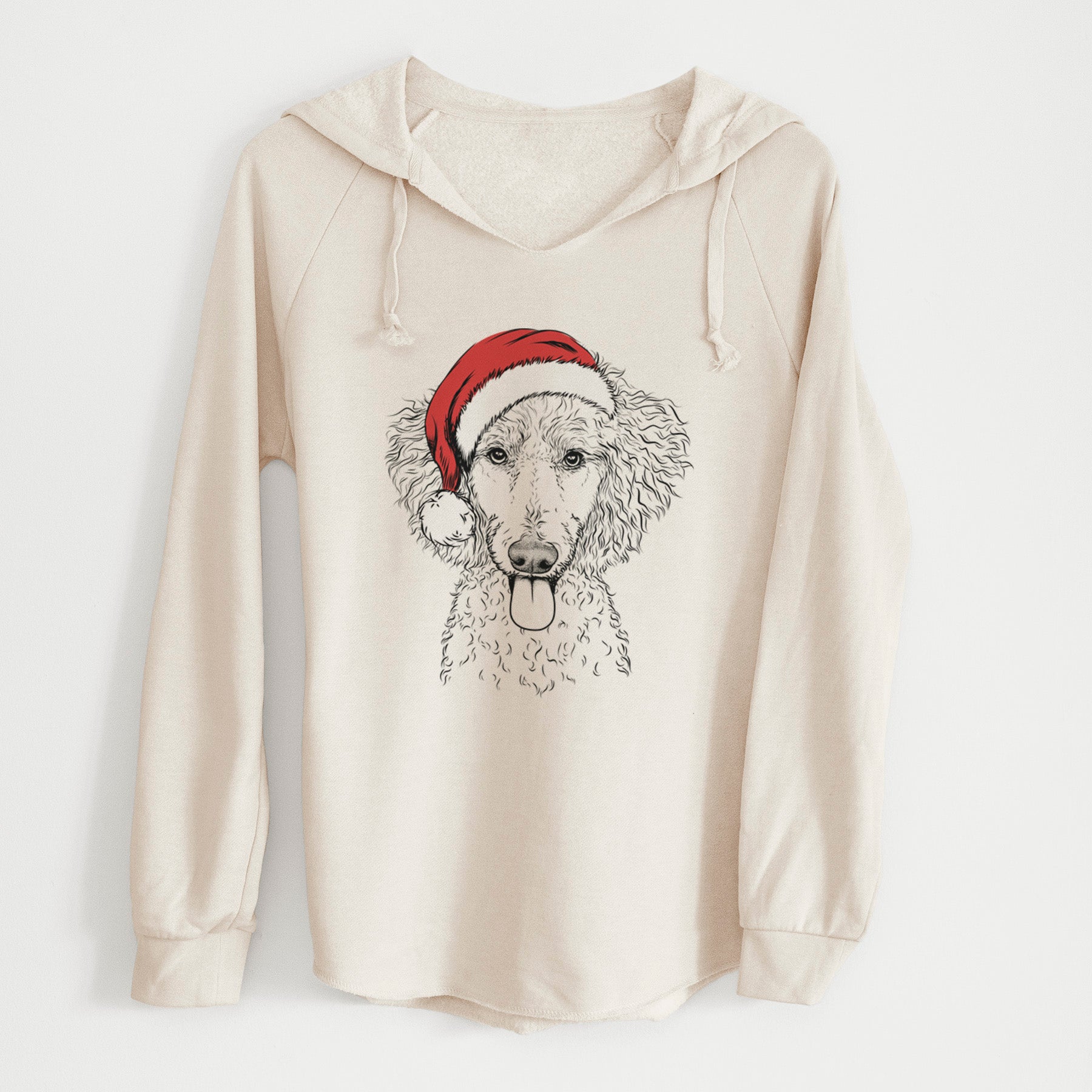 Santa Henry the White Standard Poodle - Cali Wave Hooded Sweatshirt