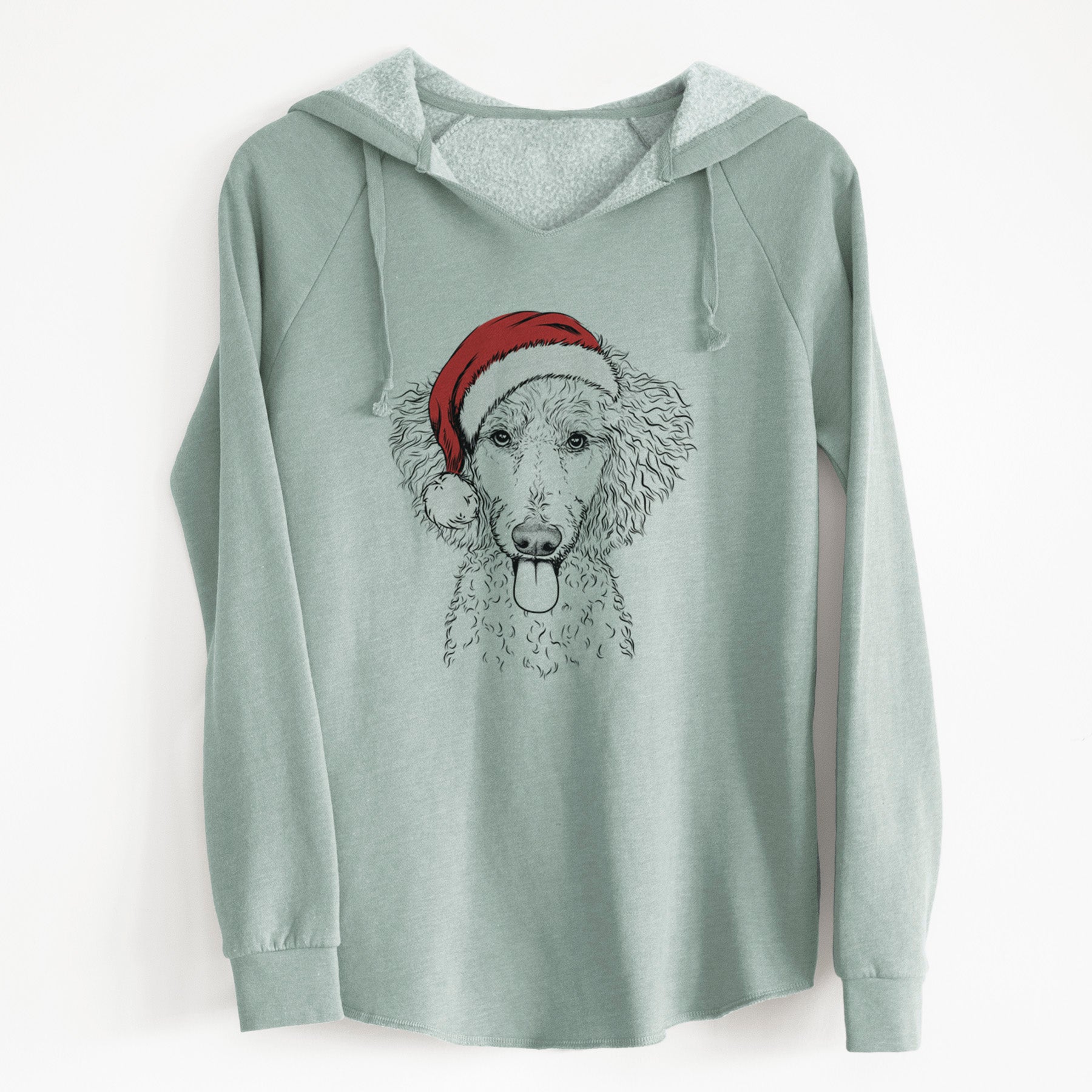 Santa Henry the White Standard Poodle - Cali Wave Hooded Sweatshirt