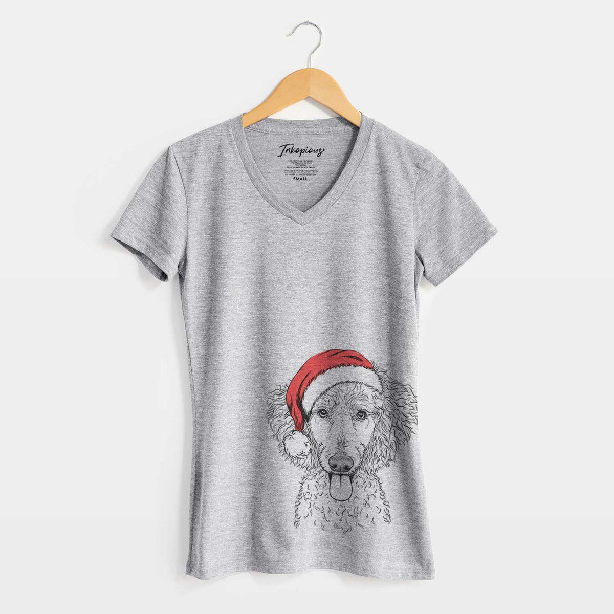 Santa Henry the White Standard Poodle - Women's V-neck Shirt
