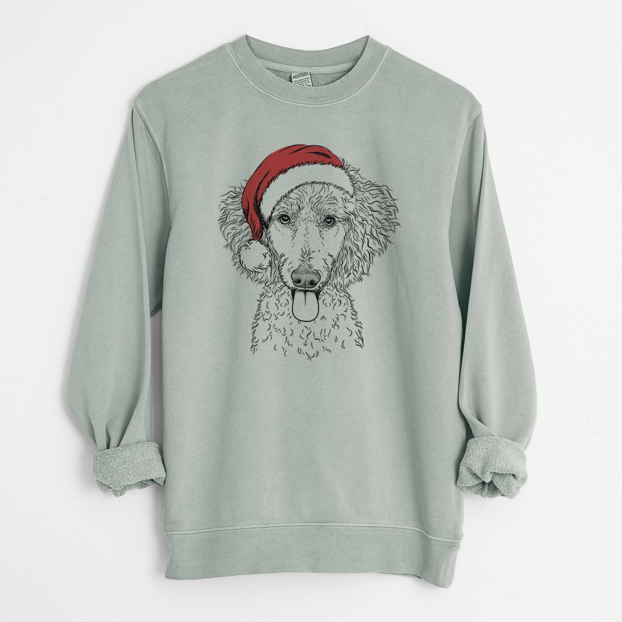 Santa Henry the White Standard Poodle - Unisex Pigment Dyed Crew Sweatshirt