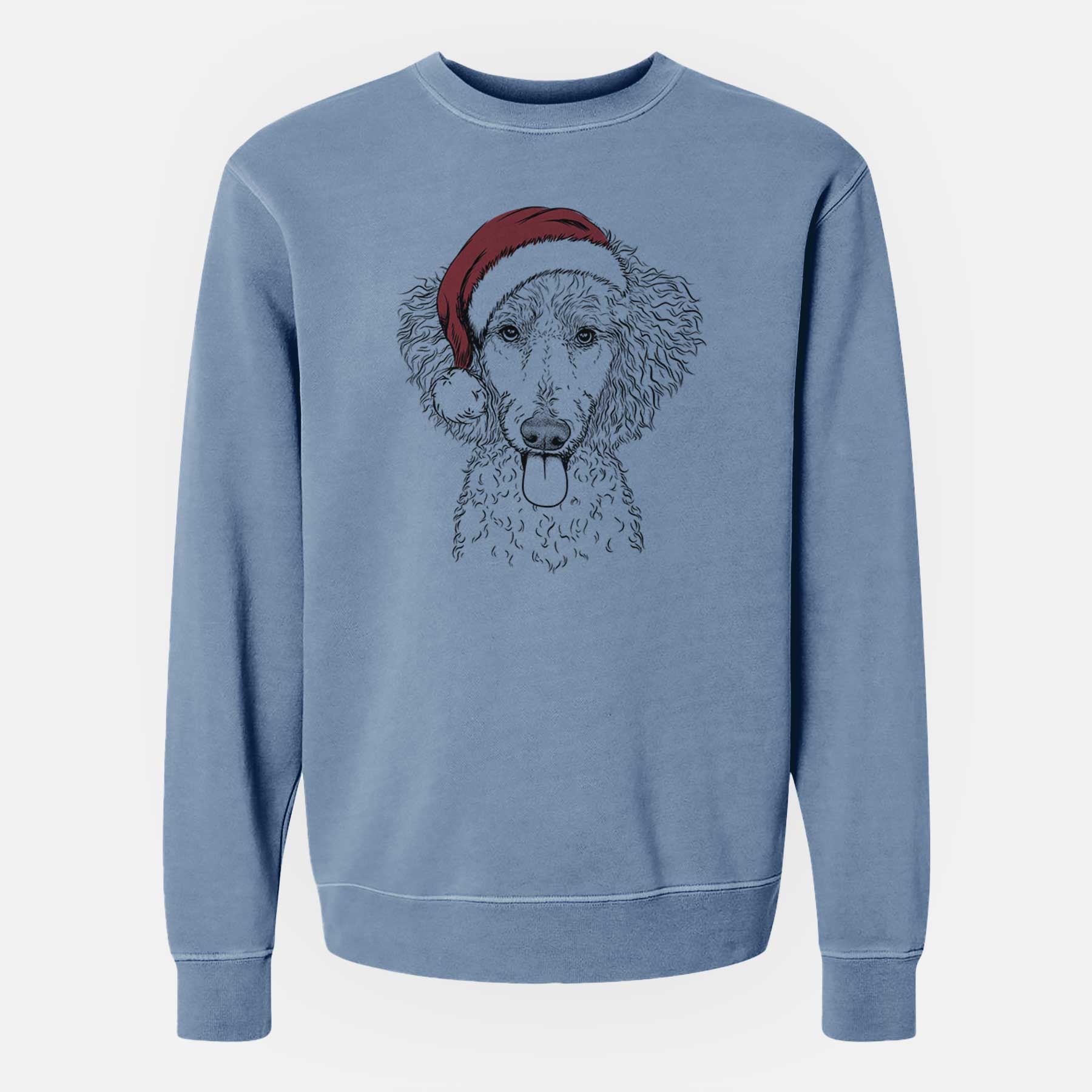 Santa Henry the White Standard Poodle - Unisex Pigment Dyed Crew Sweatshirt