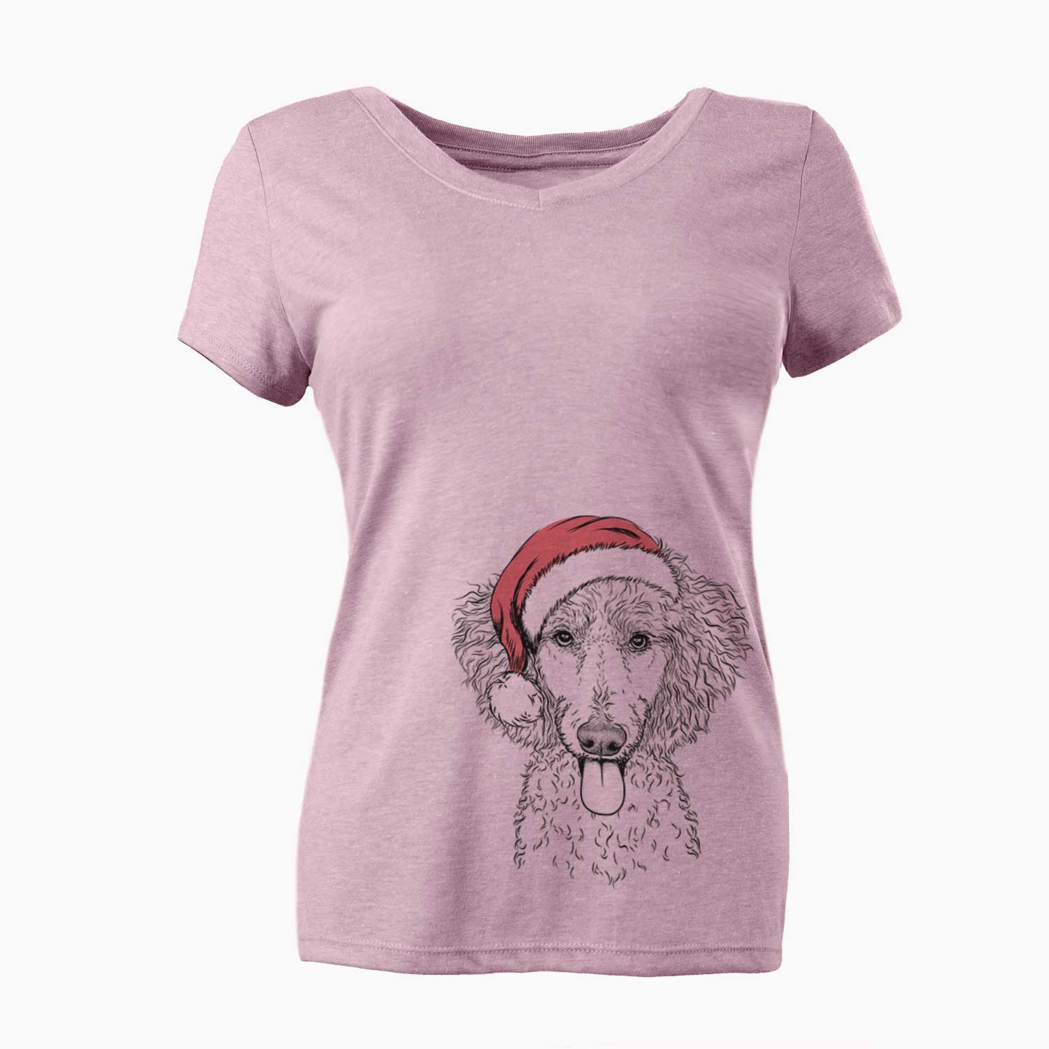 Santa Henry the White Standard Poodle - Women's V-neck Shirt