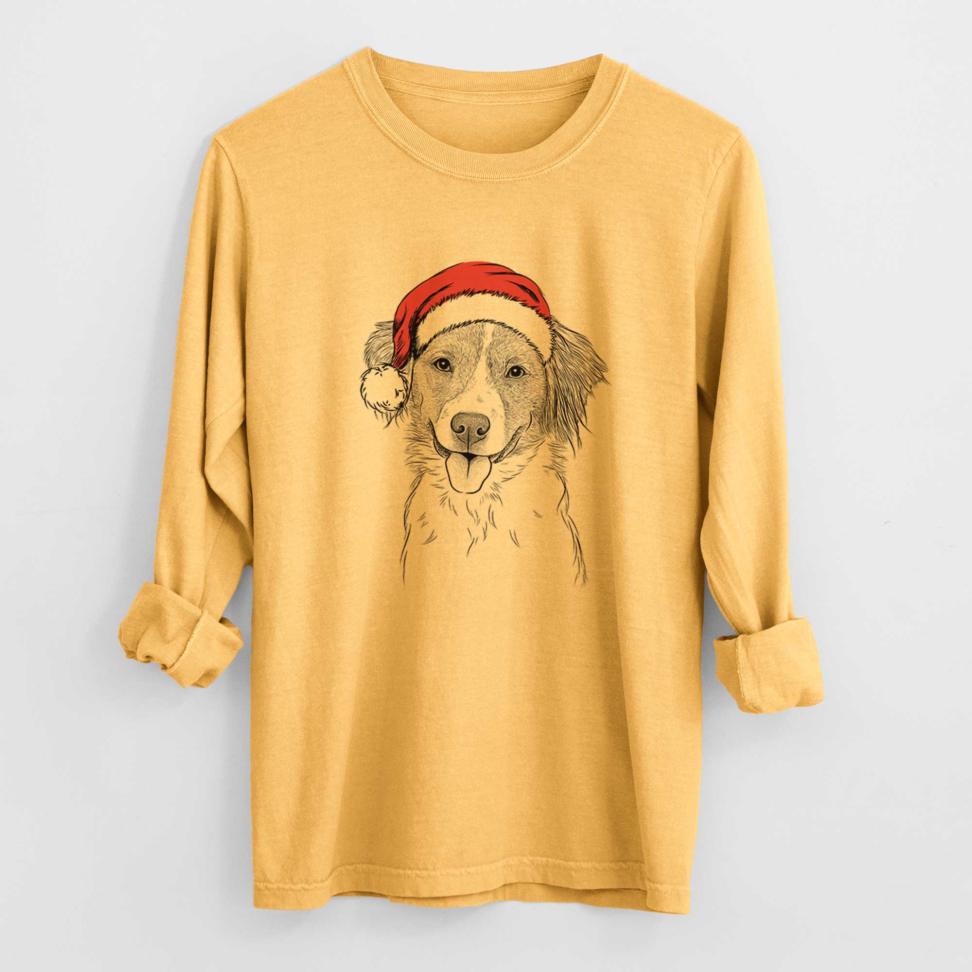 Santa Hercules the Nederlandse Kooikerhondje - Heavyweight 100% Cotton Long Sleeve