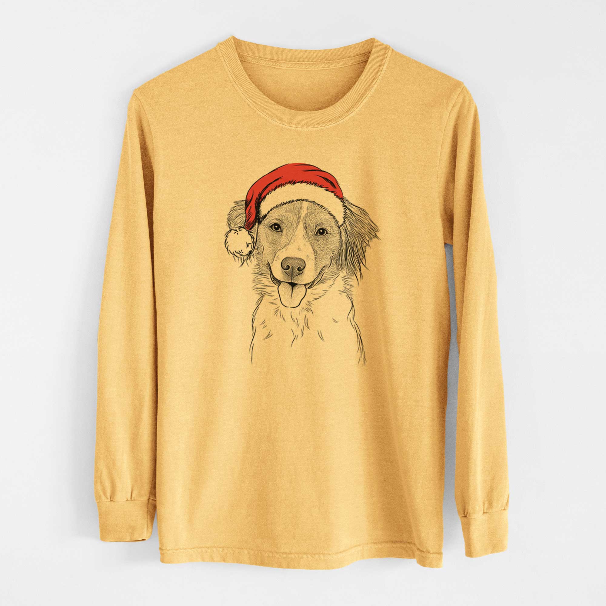 Santa Hercules the Nederlandse Kooikerhondje - Heavyweight 100% Cotton Long Sleeve