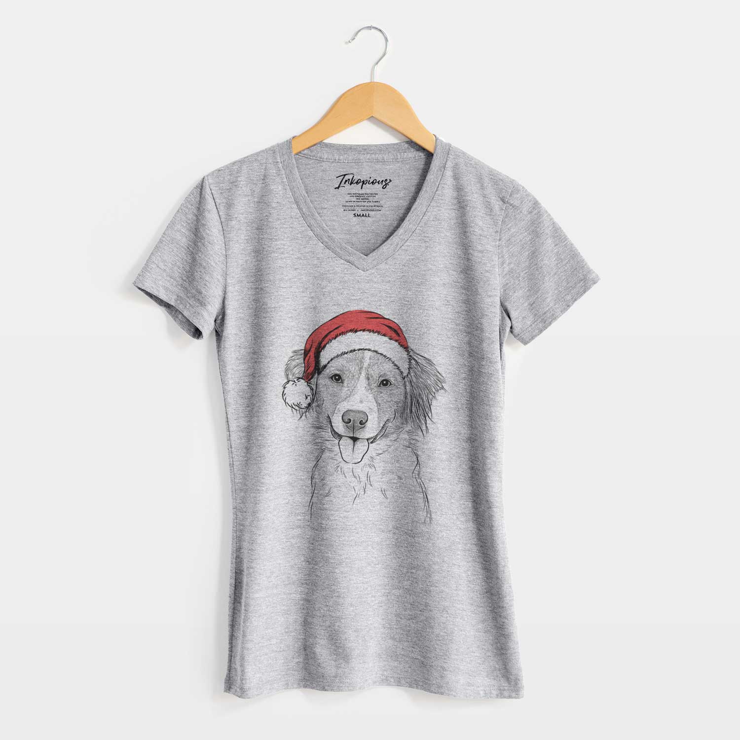 Santa Hercules the Nederlandse Kooikerhondje - Women's V-neck Shirt