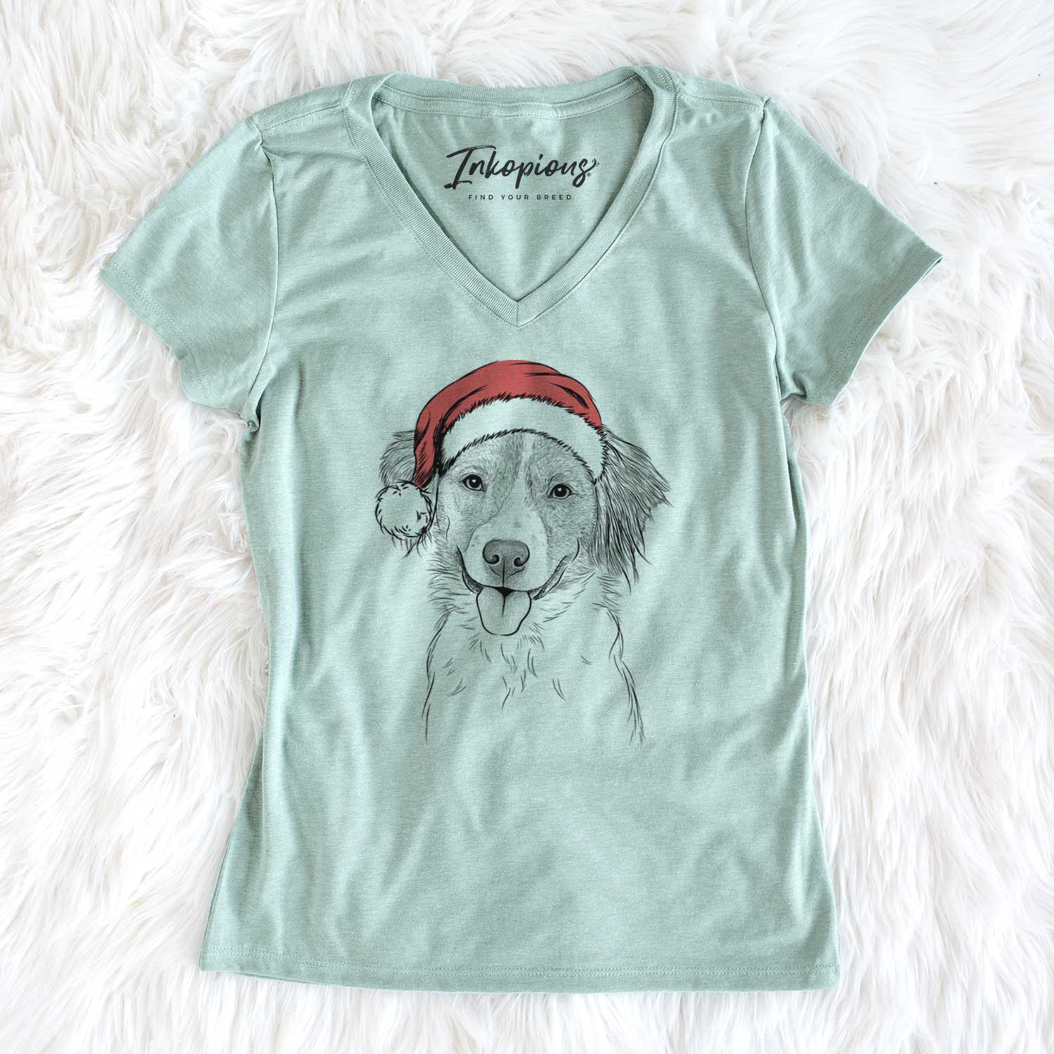 Santa Hercules the Nederlandse Kooikerhondje - Women's V-neck Shirt