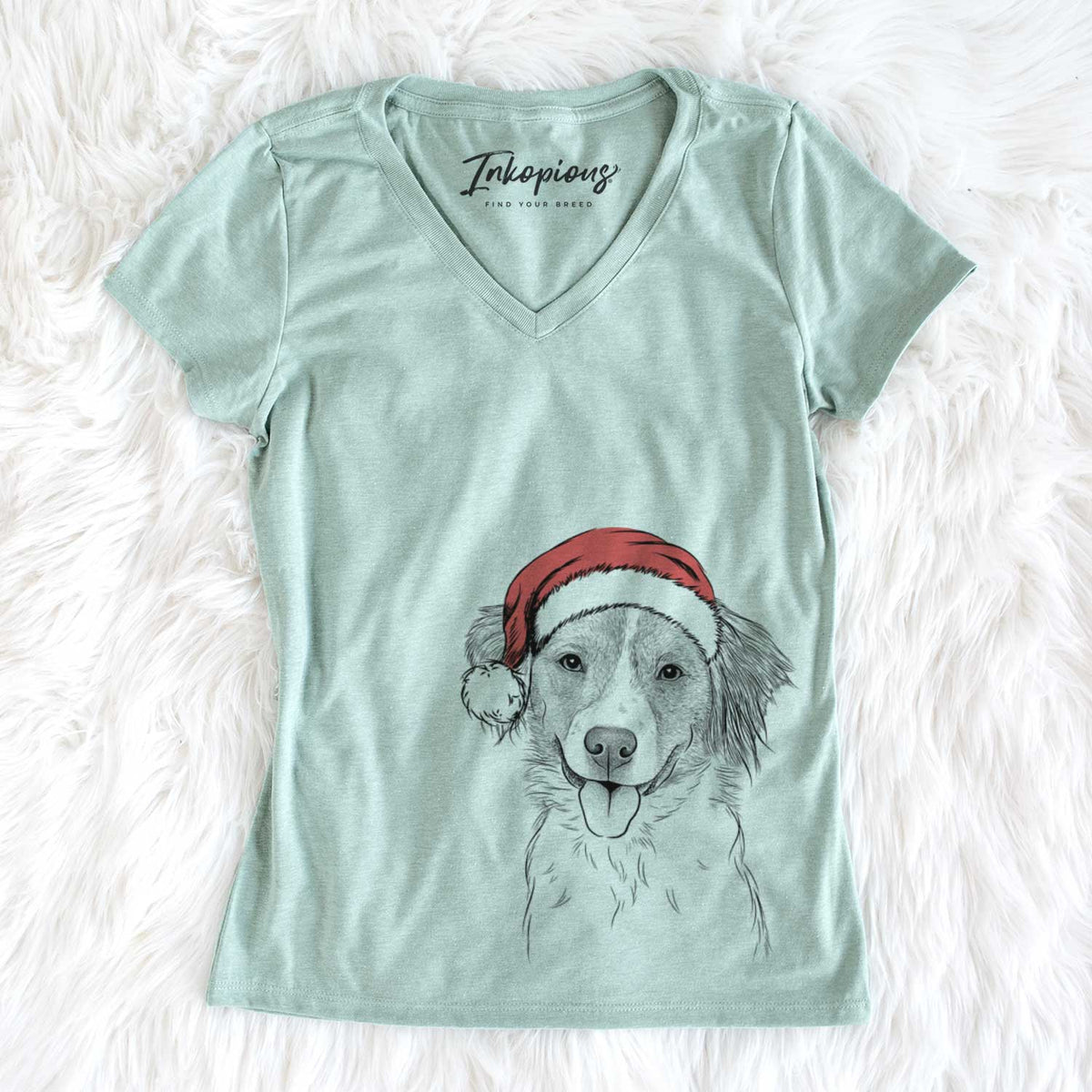 Santa Hercules the Nederlandse Kooikerhondje - Women&#39;s V-neck Shirt