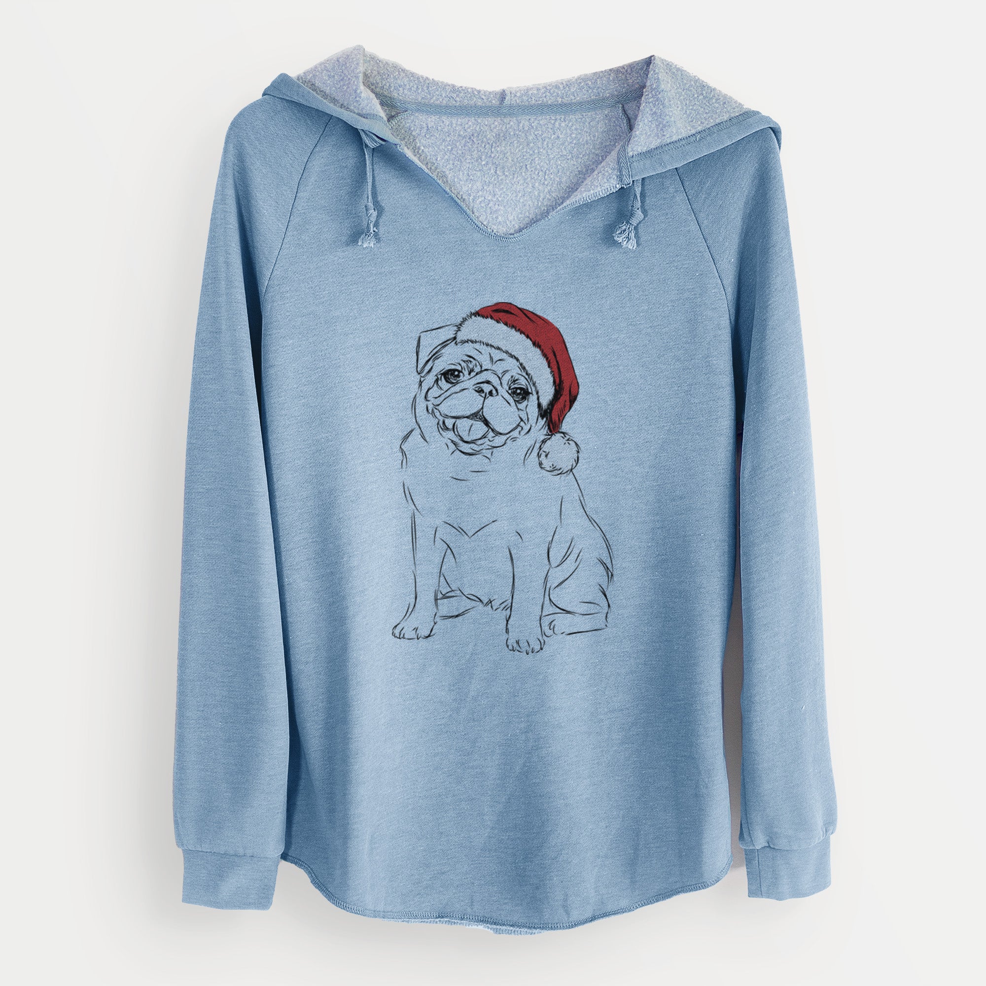Santa Higgins the Pug - Cali Wave Hooded Sweatshirt