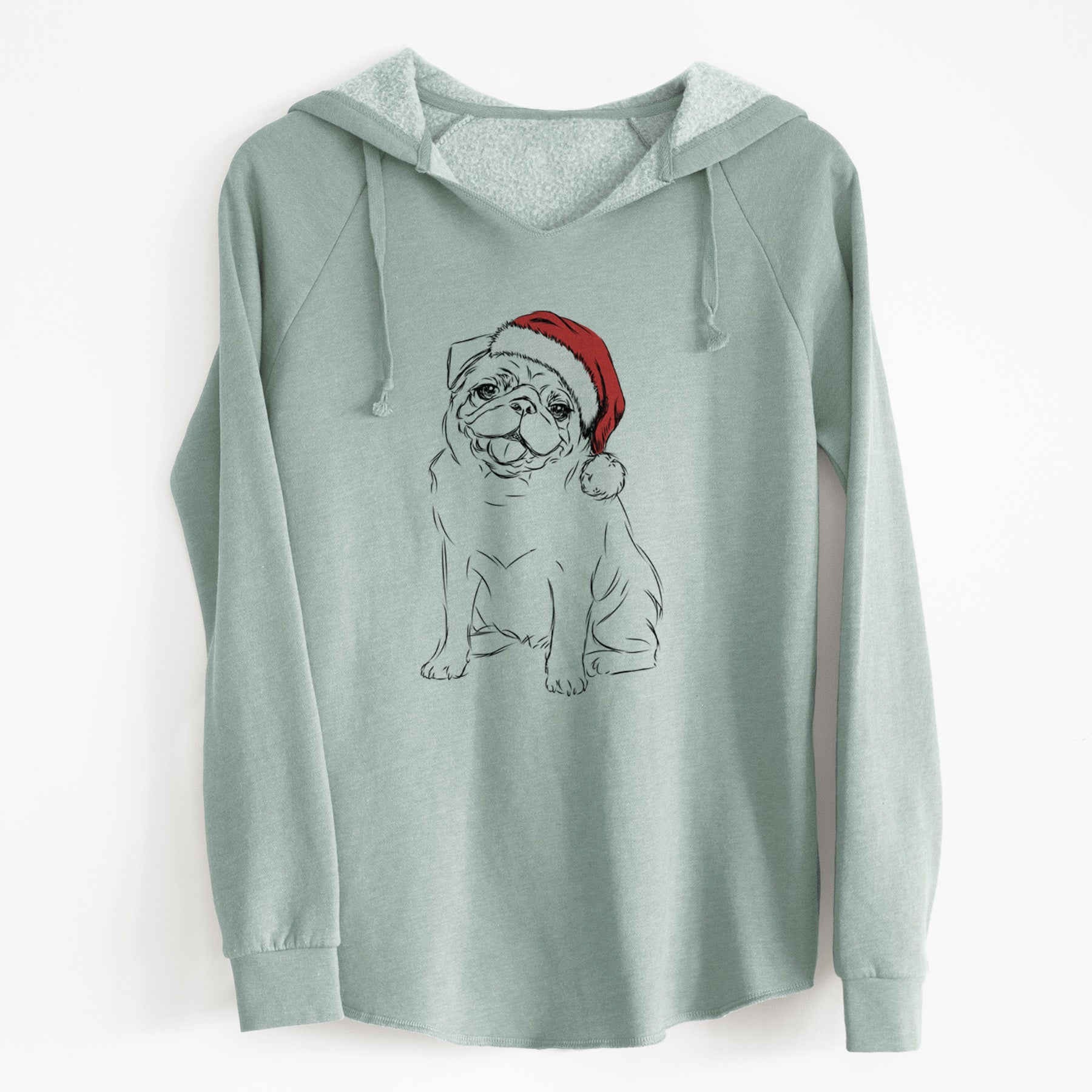 Santa Higgins the Pug - Cali Wave Hooded Sweatshirt