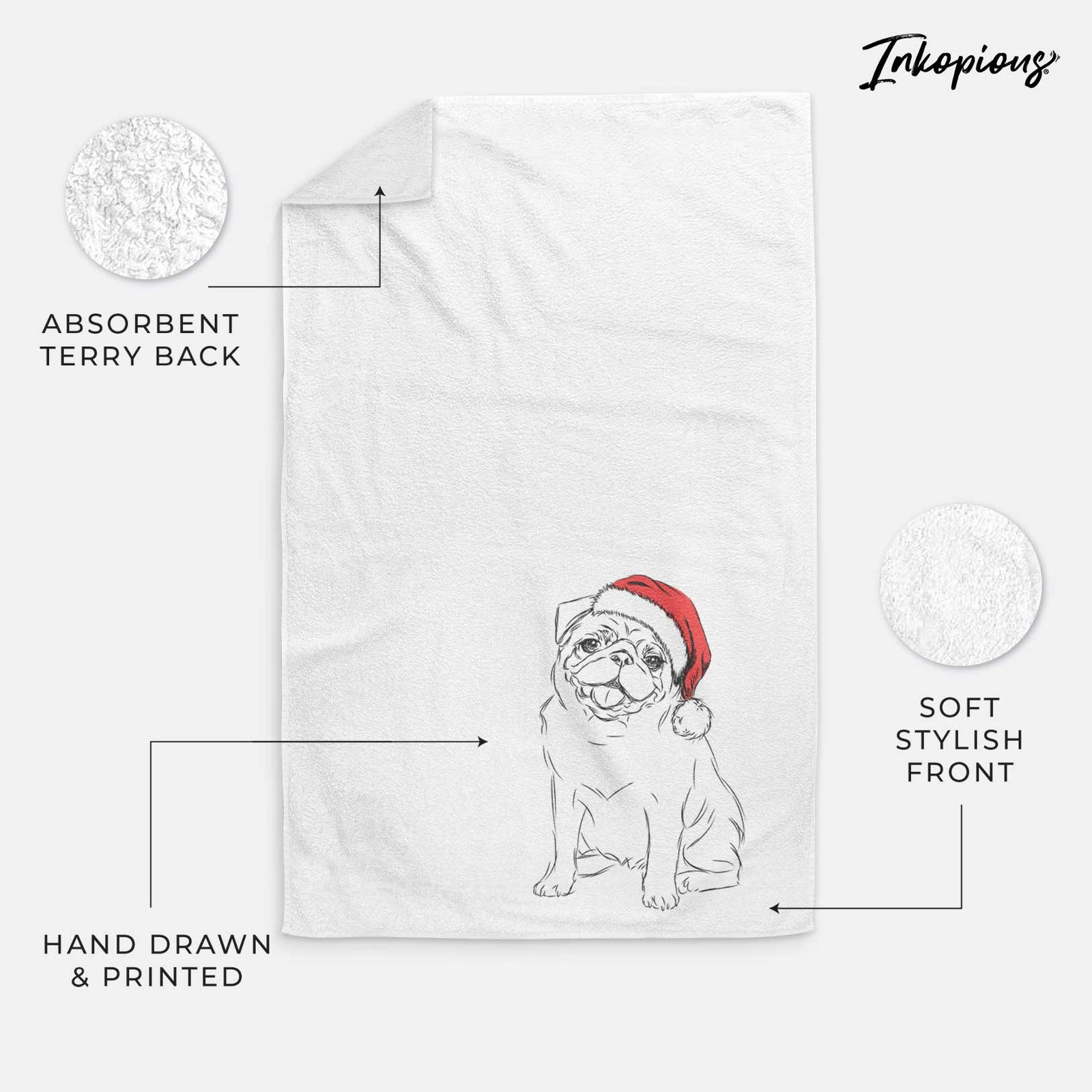 Higgins the Pug Decorative Hand Towel