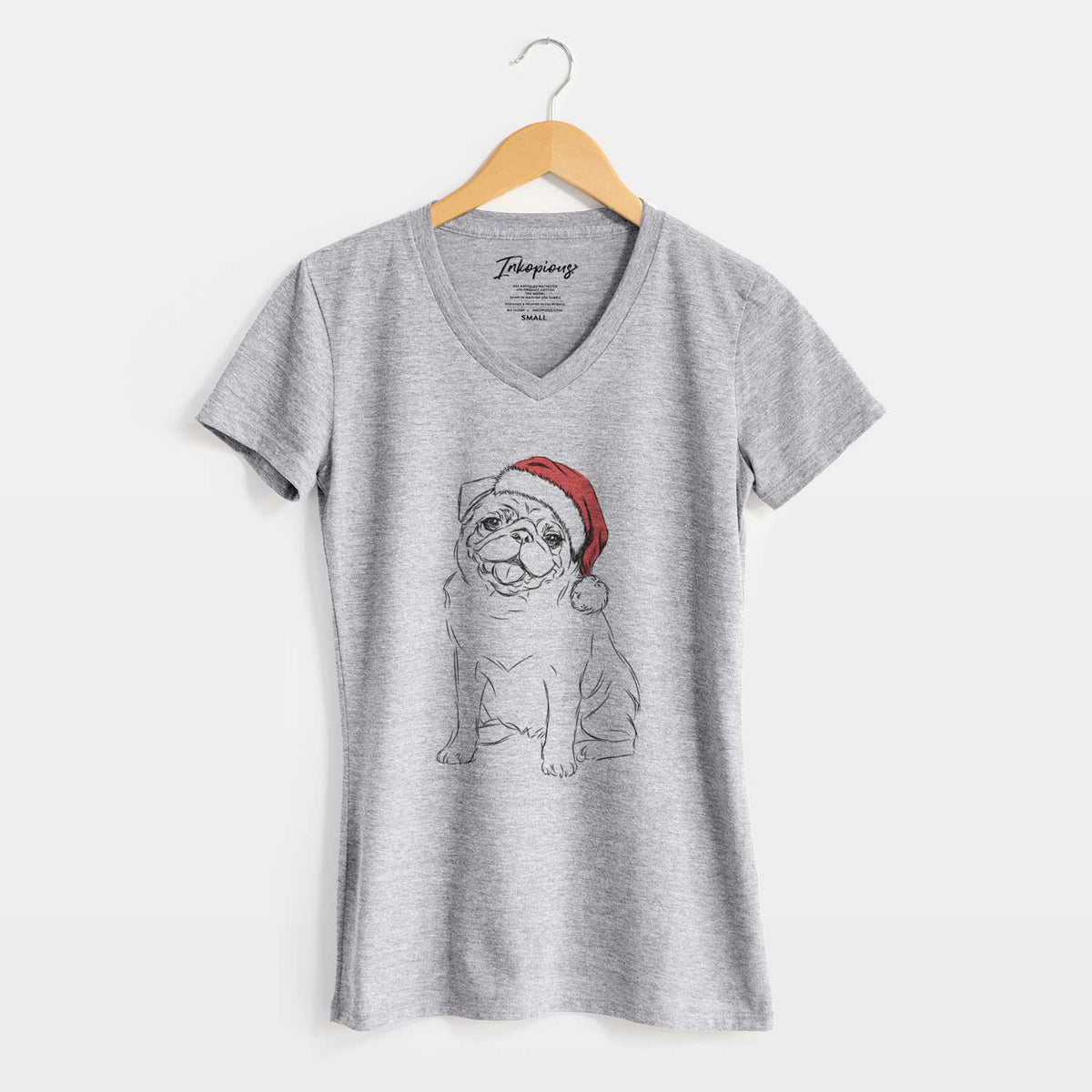 Santa Higgins the Pug - Women's V-neck Shirt